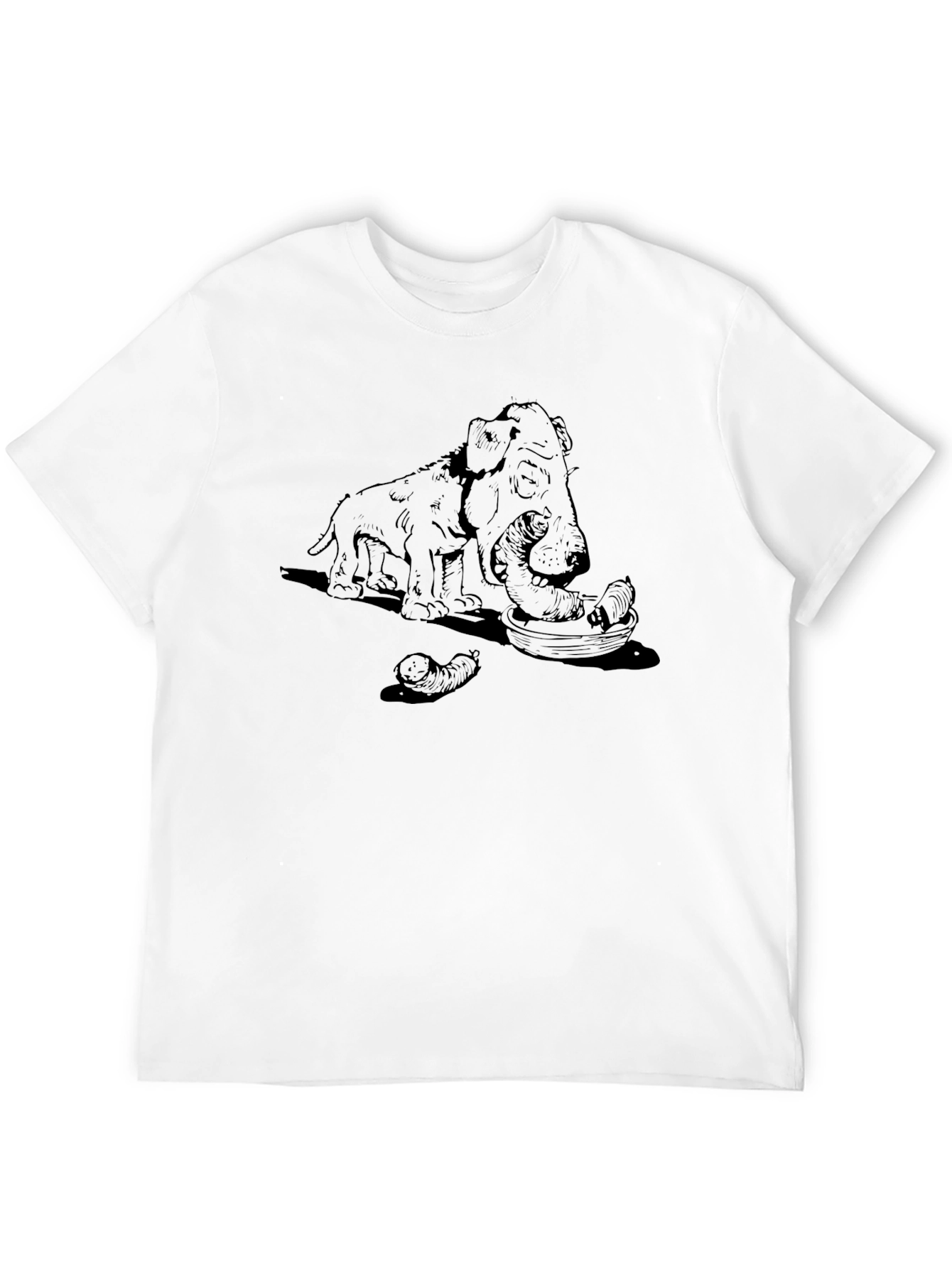 Dog Eating Sausages Graphic Tee
