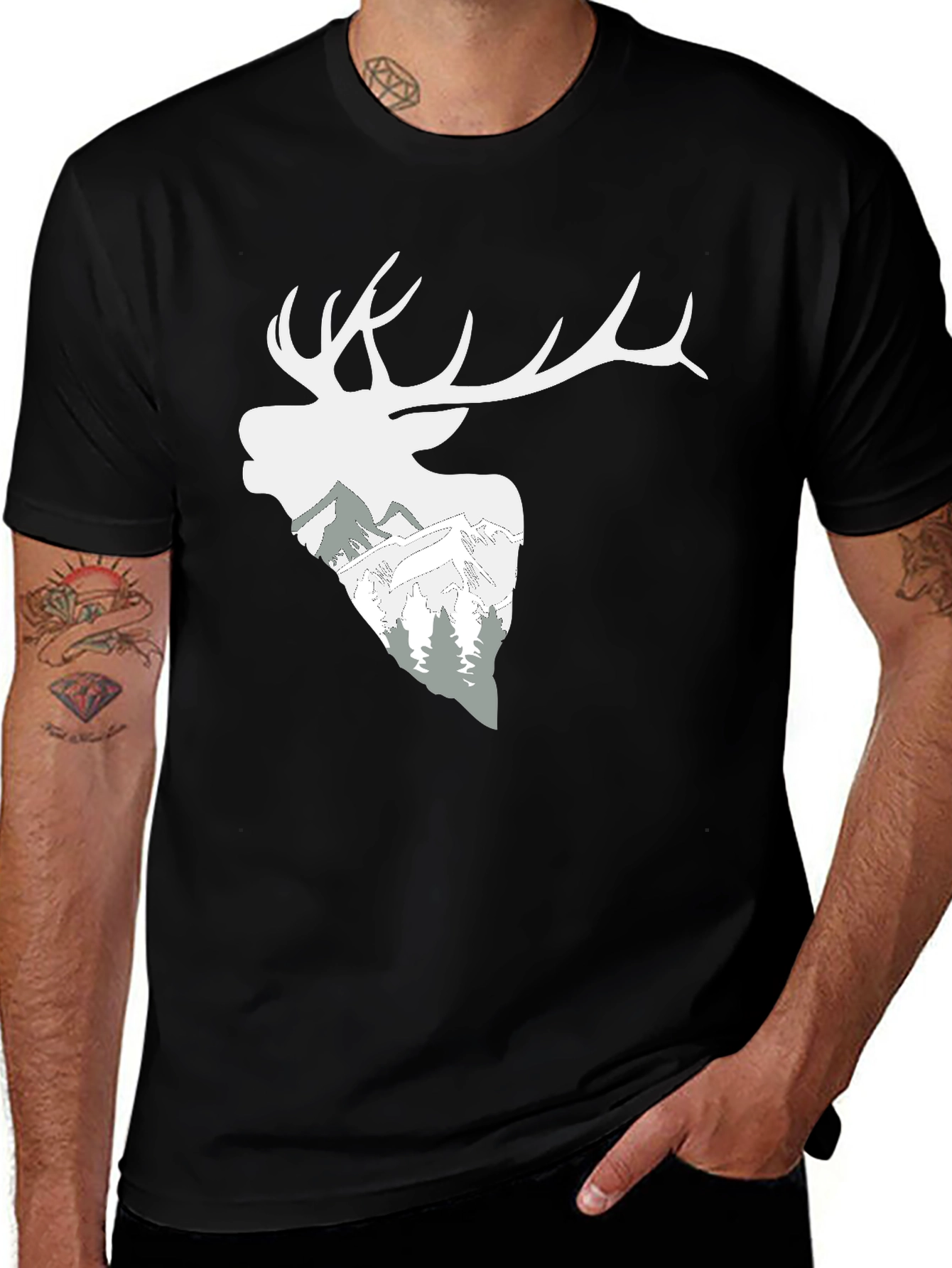 Mountain Deer Graphic T-Shirt