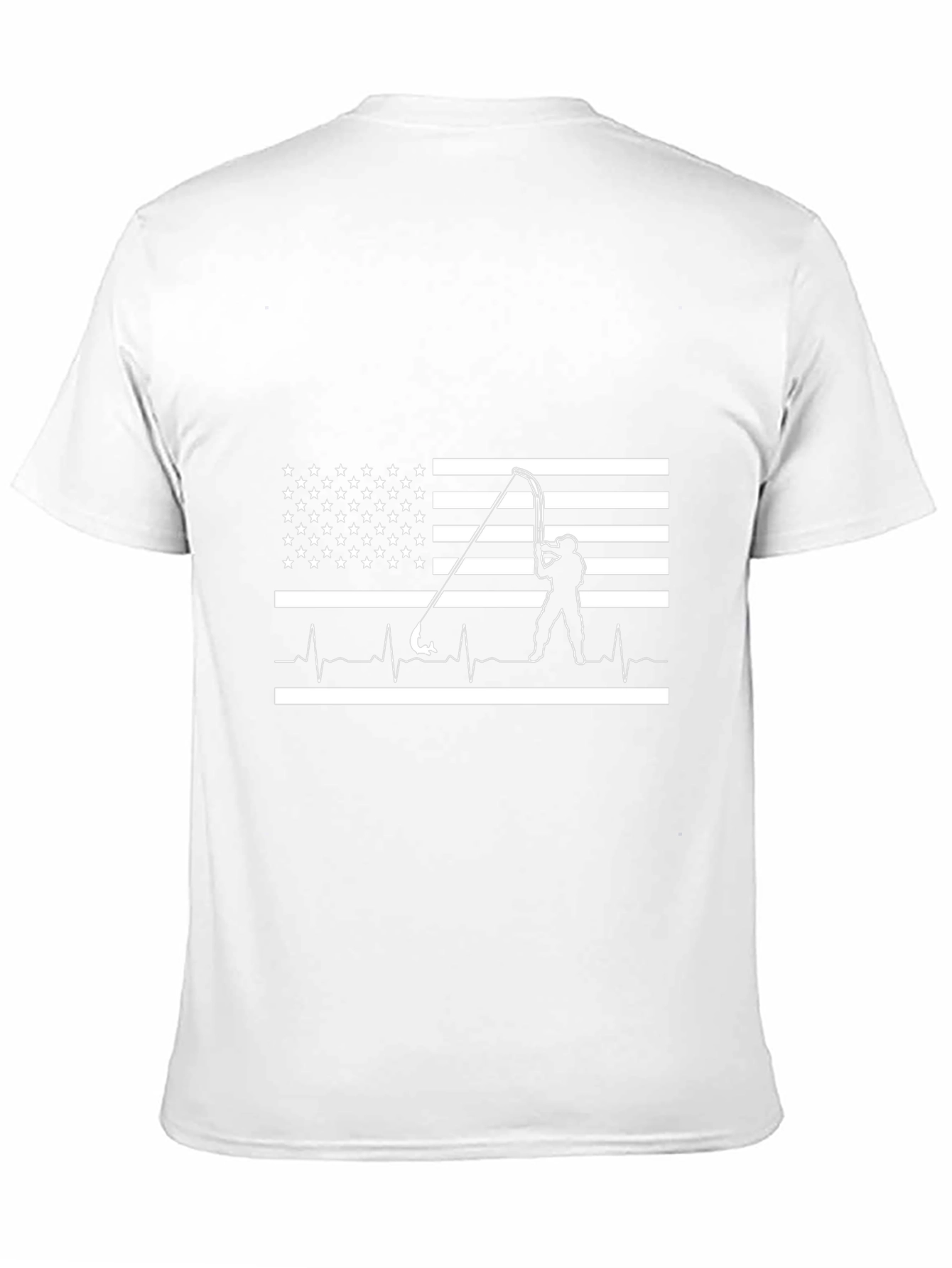 American Flag Fishing Heartbeat T-Shirt
