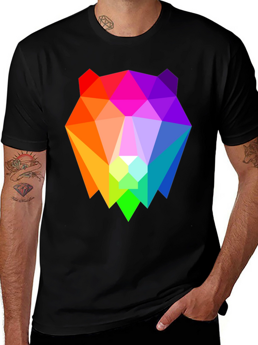 Geometric Bear Graphic Tee - Black