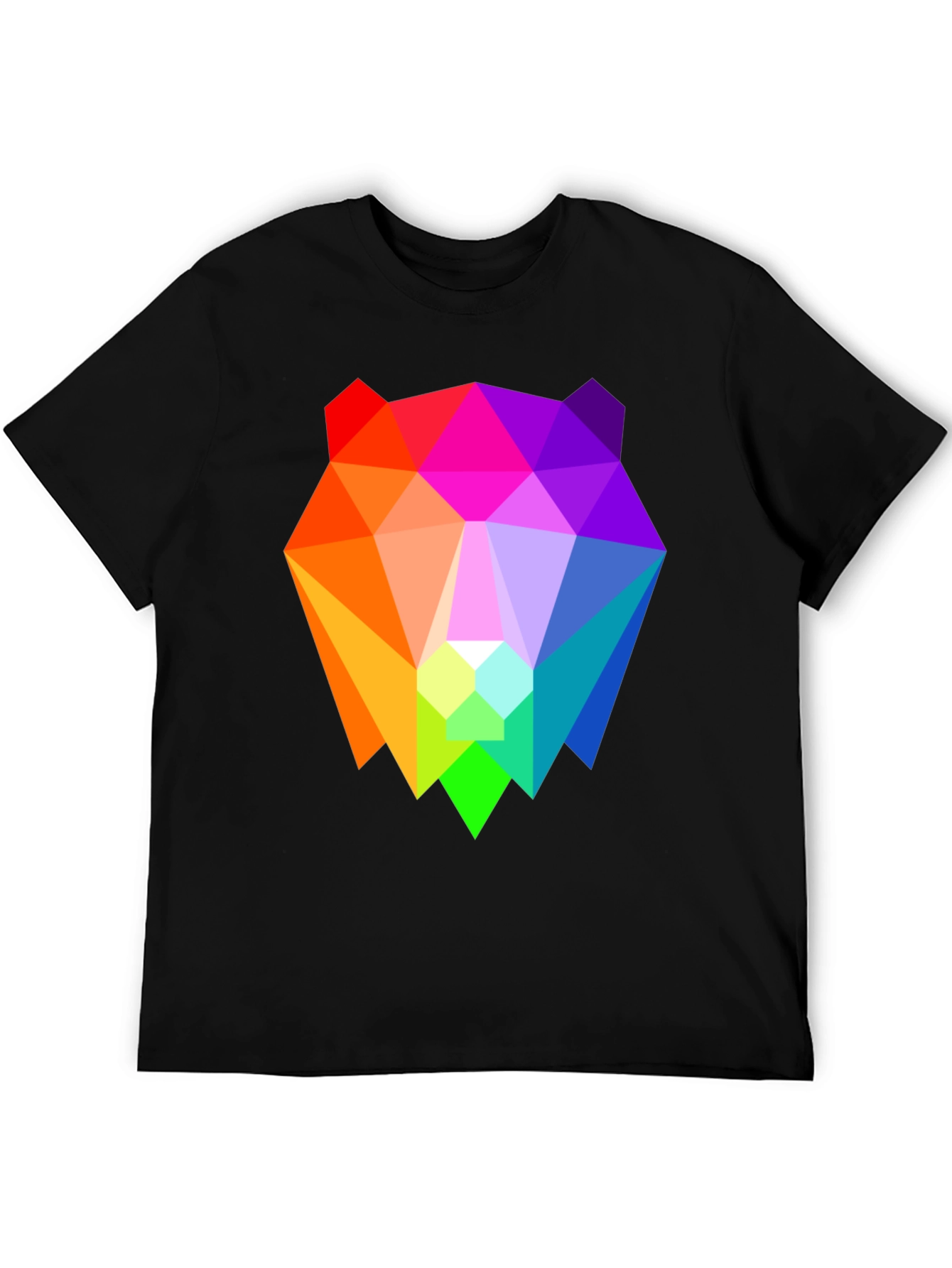 Geometric Bear Graphic Tee - Black