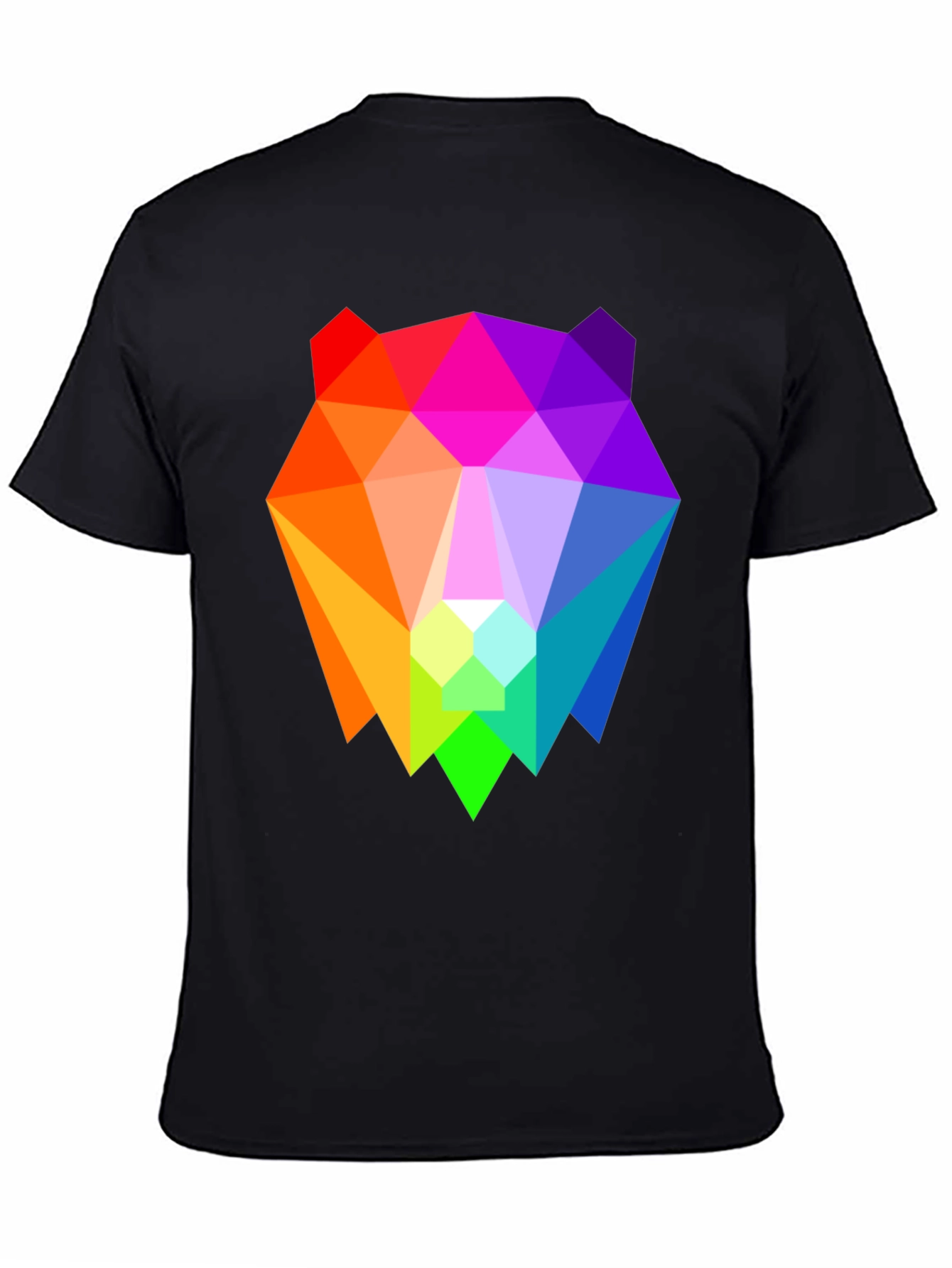 Geometric Bear Graphic Tee - Black