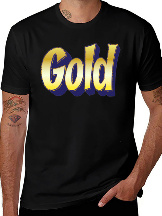 Bold Gold Graphic Print Crew Neck T-Shirt