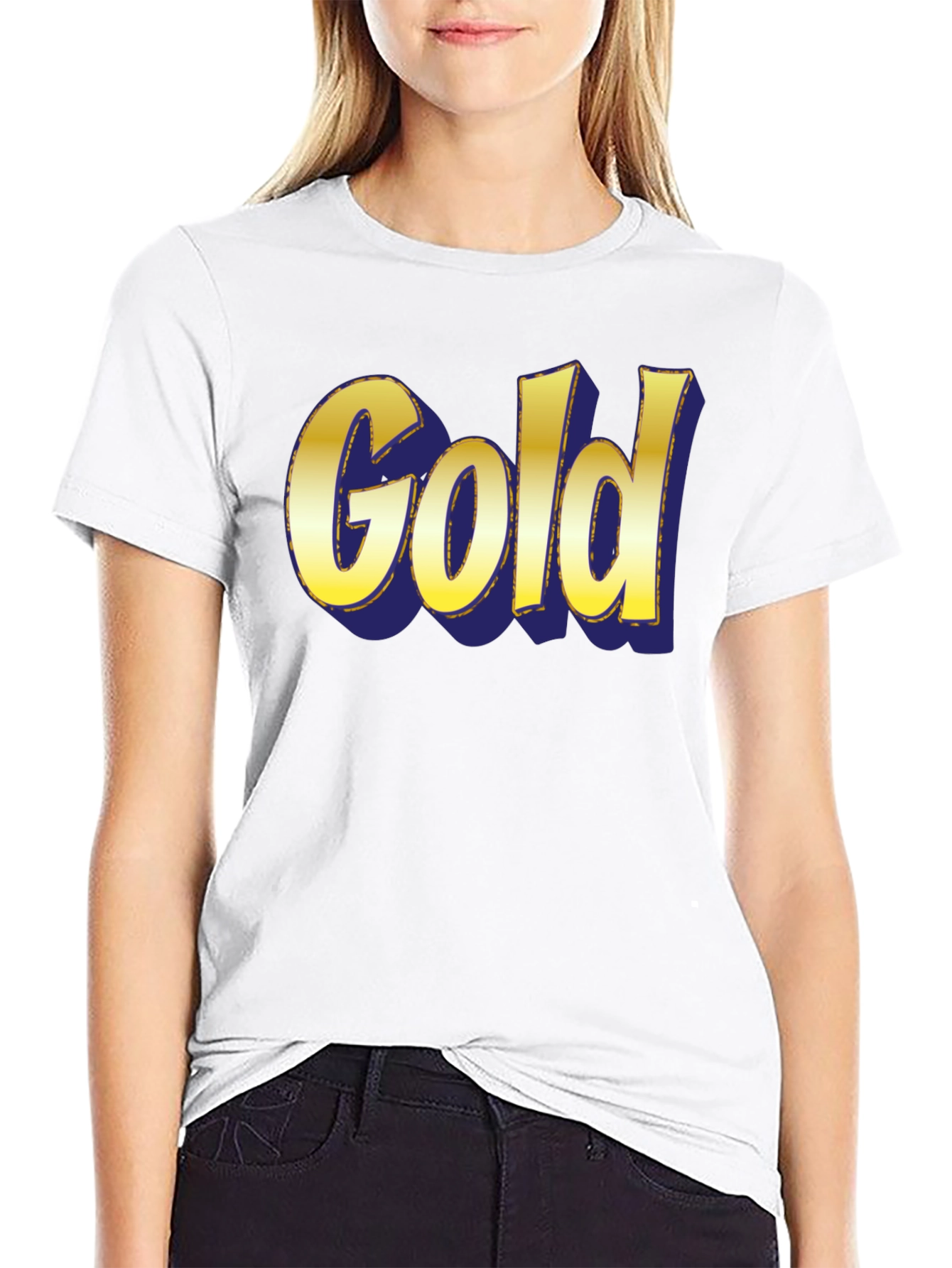 Bold Gold Graphic Print Crew Neck T-Shirt