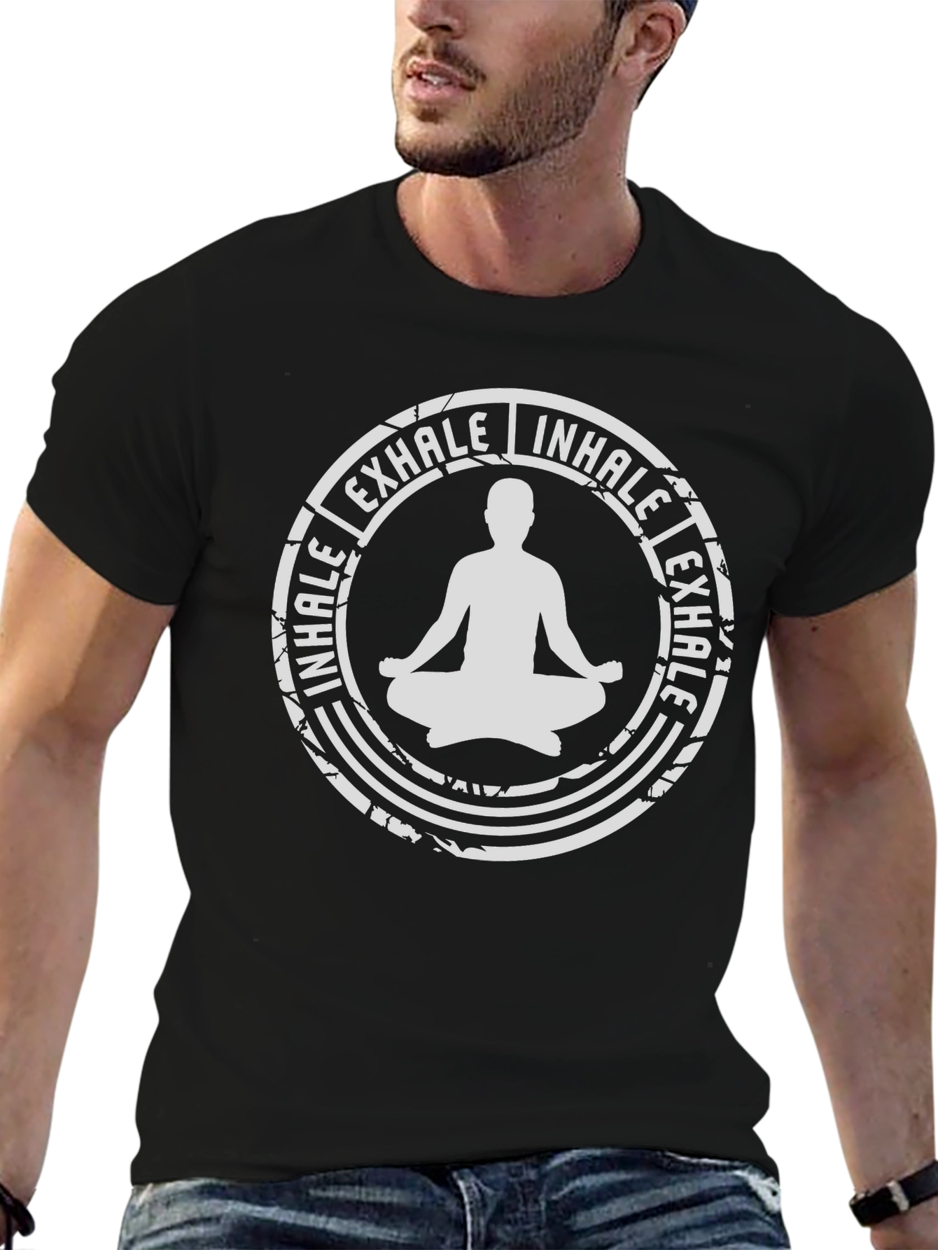 Inhale Exhale Yoga Graphic T-Shirt - Black