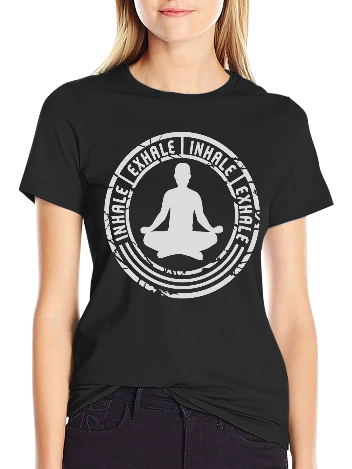 Inhale Exhale Yoga Graphic T-Shirt - Black