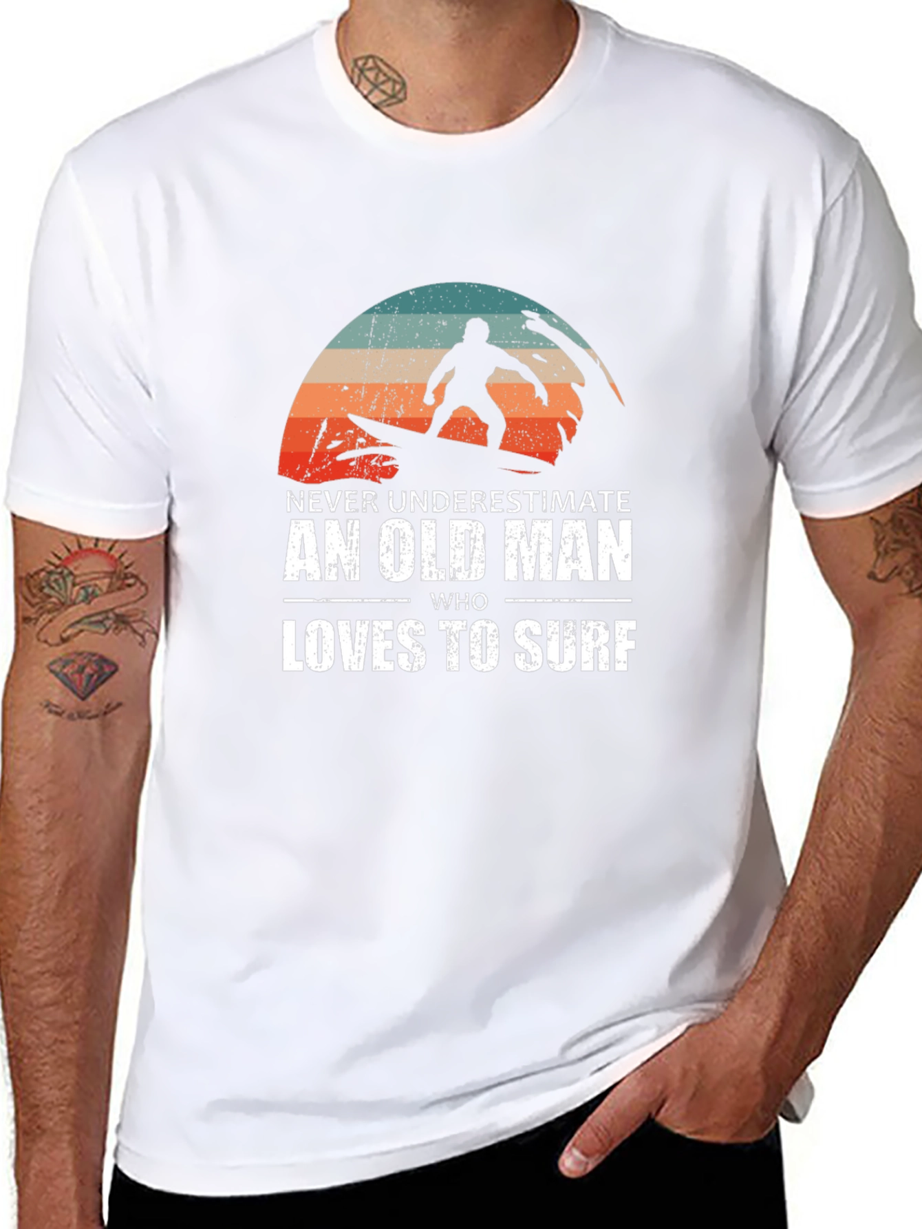 Old Man Surfer Graphic T-Shirt