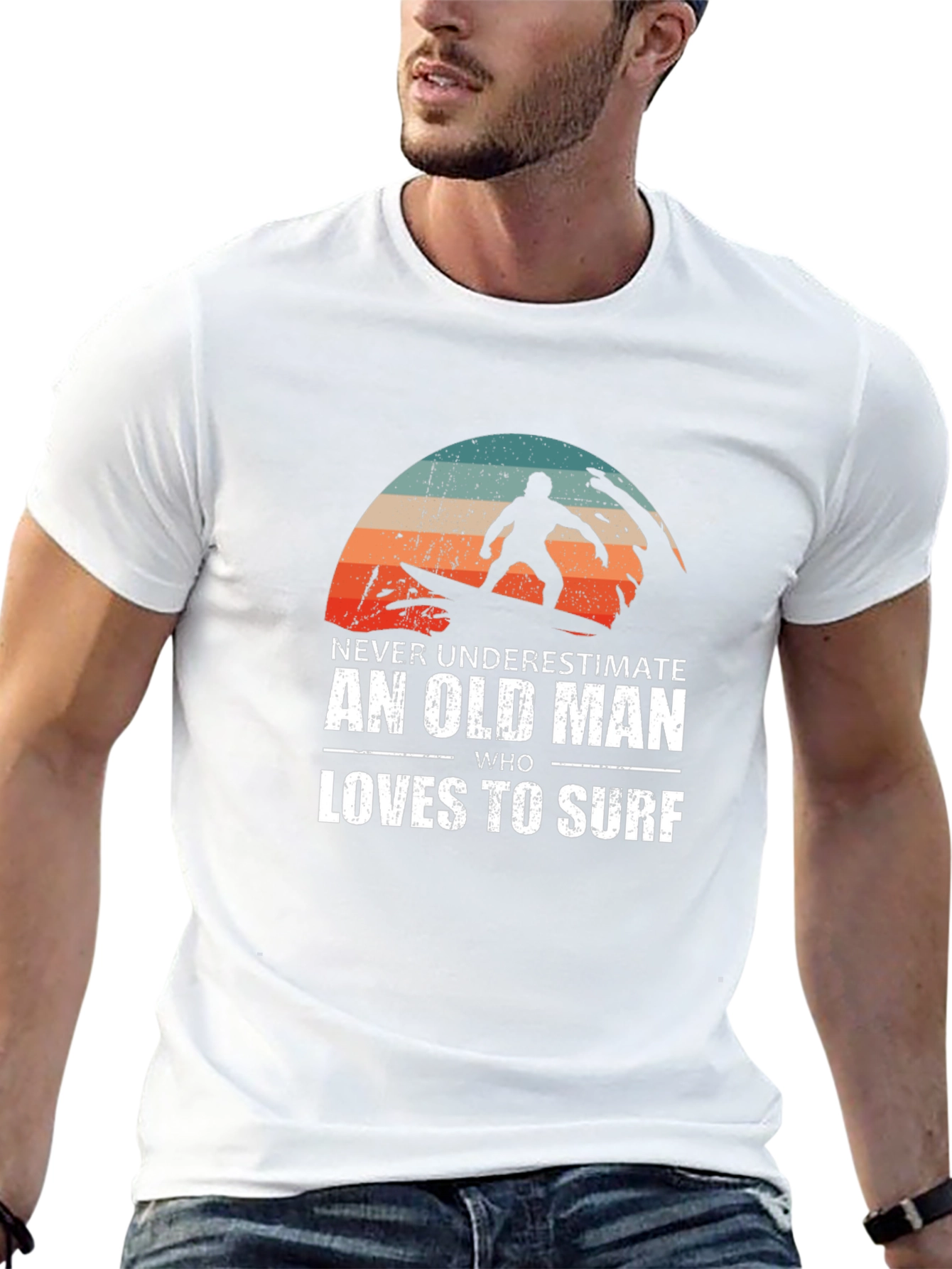 Old Man Surfer Graphic T-Shirt