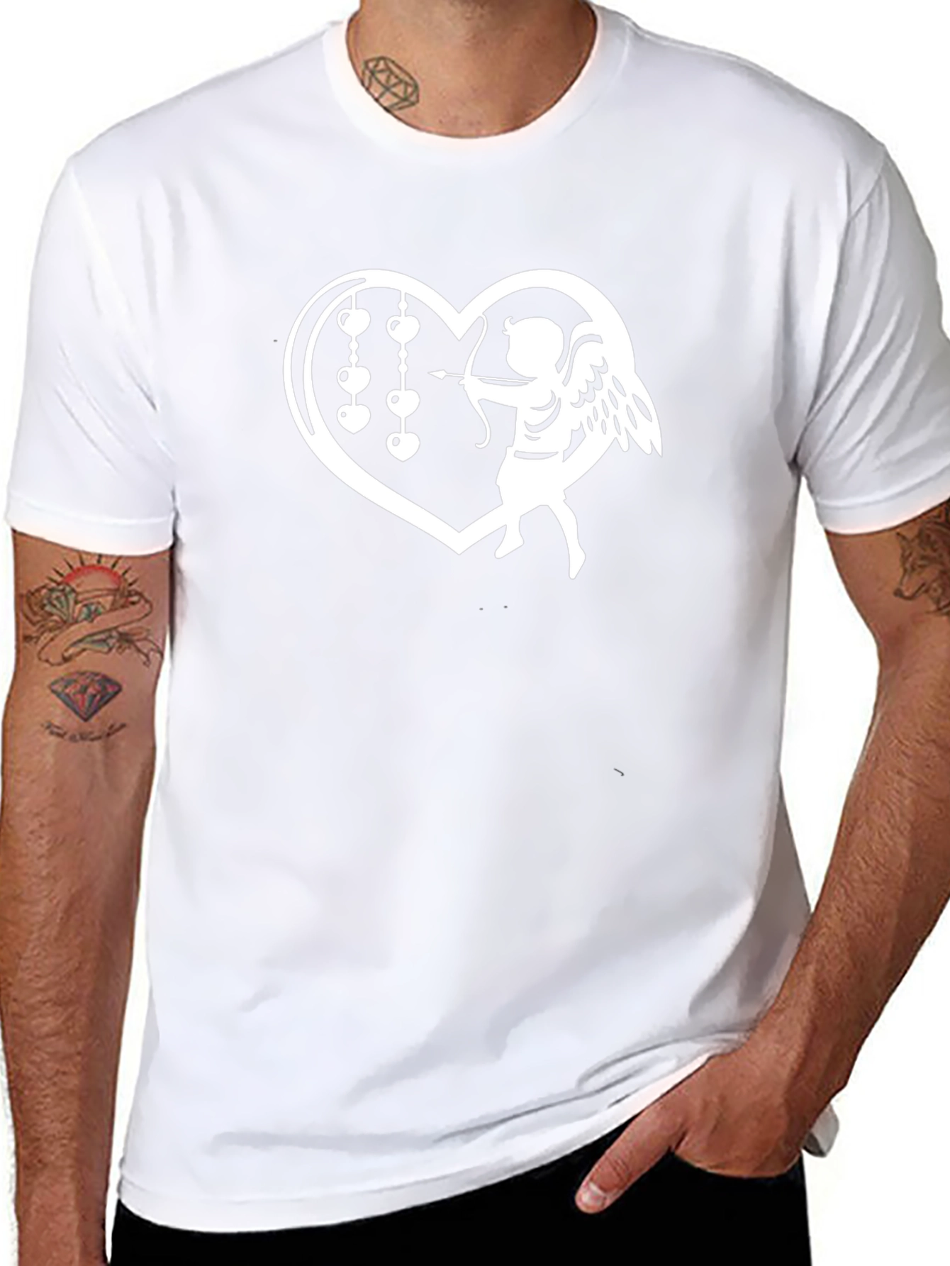 Heart Cupid Graphic Black T-Shirt