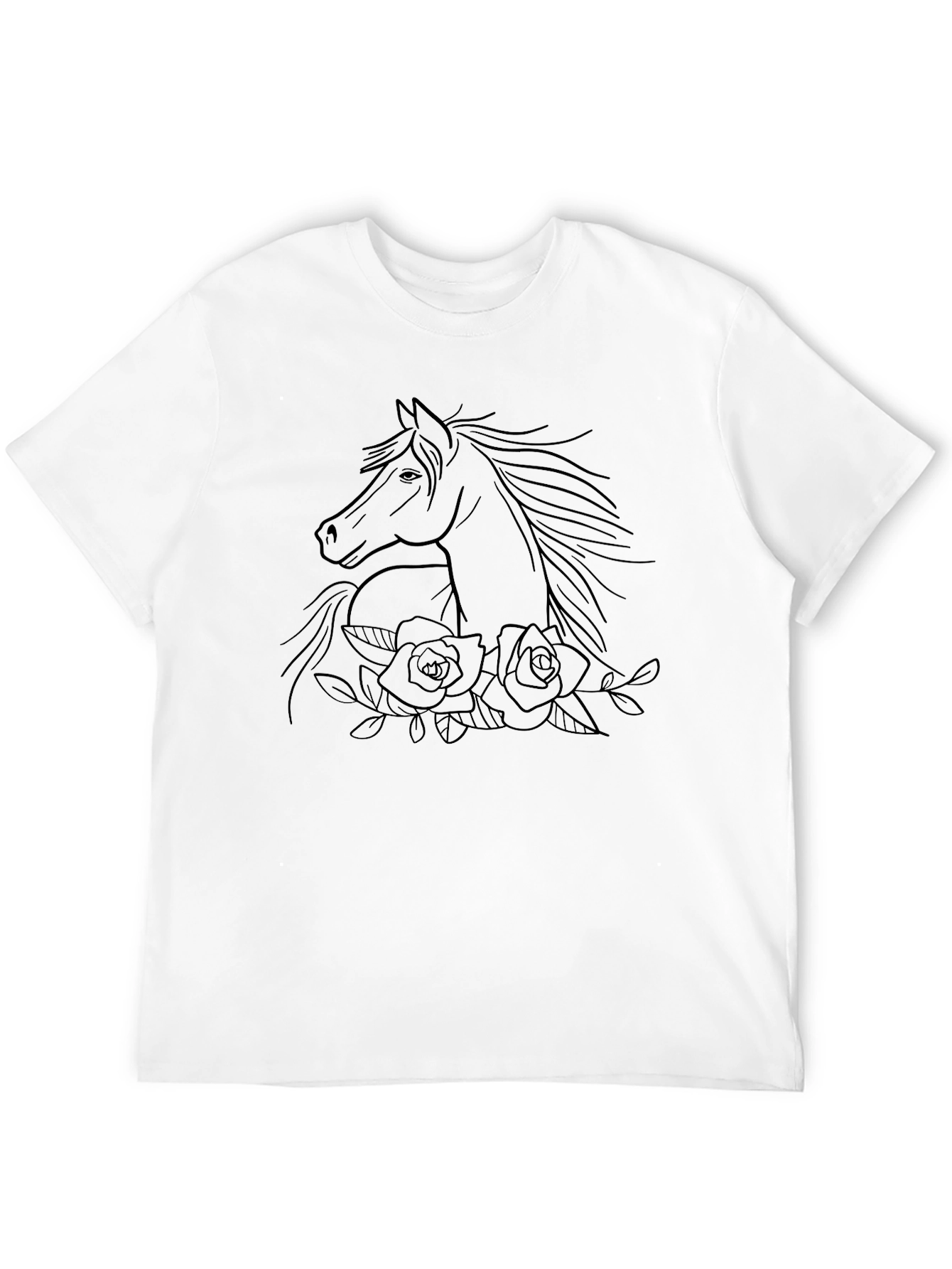 Horse & Roses Graphic Black T-Shirt