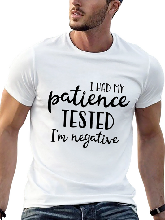Funny Patience Tested Negative Black Graphic T-Shirt