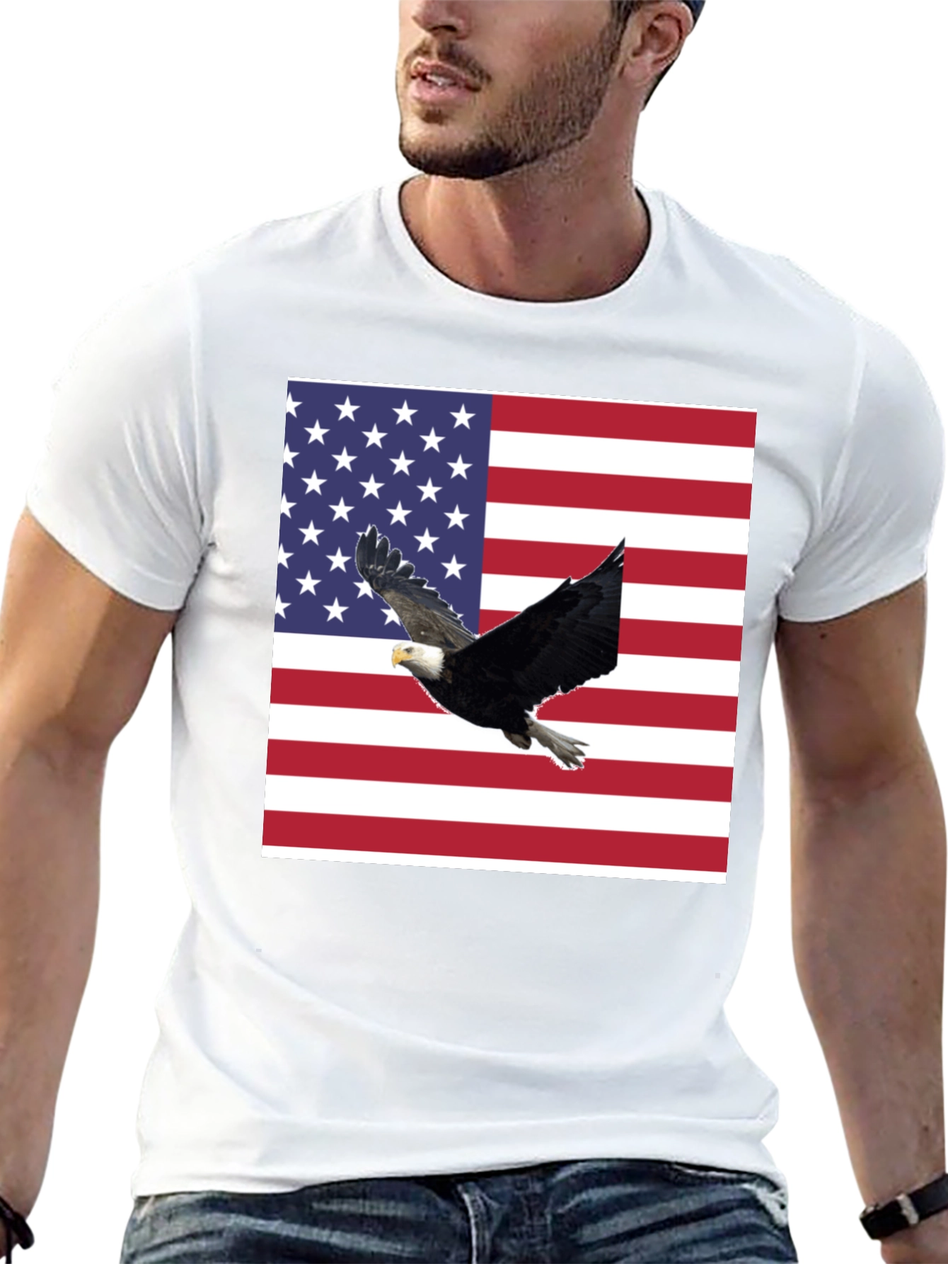 American Flag Eagle Graphic T-Shirt