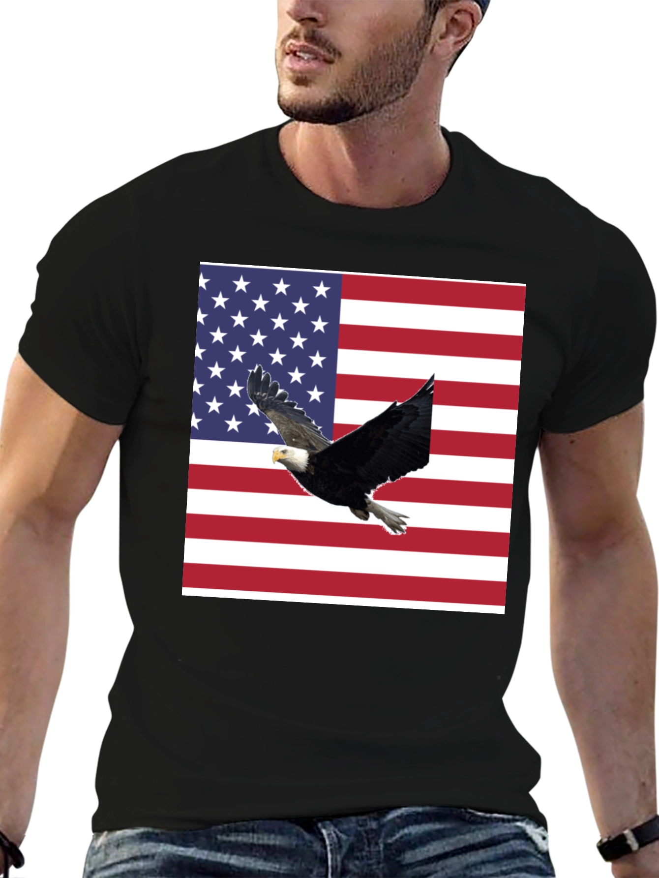 American Flag Eagle Graphic T-Shirt