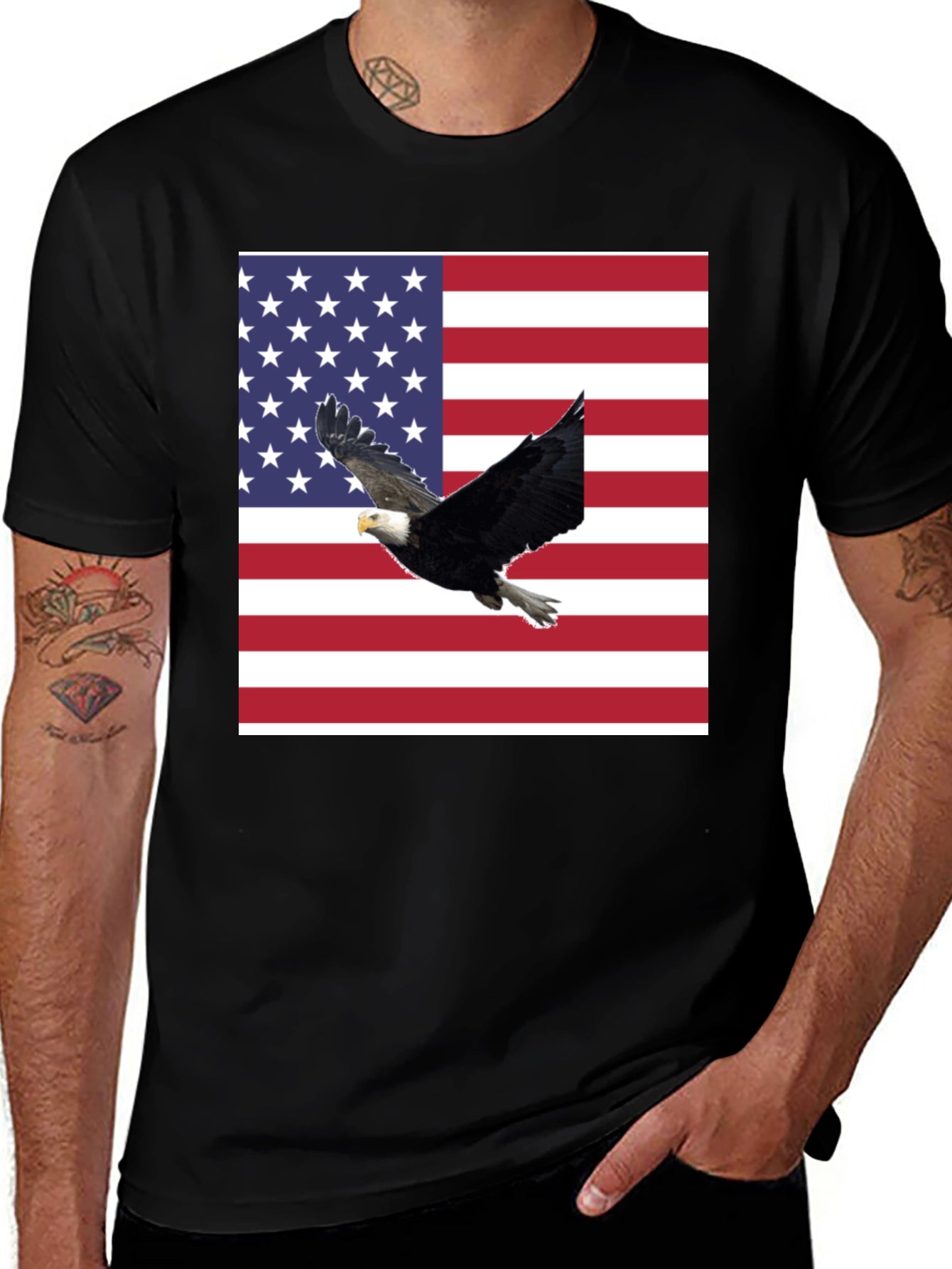 American Flag Eagle Graphic T-Shirt