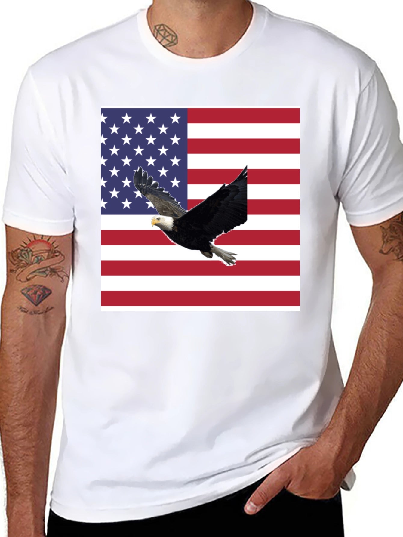 American Flag Eagle Graphic T-Shirt