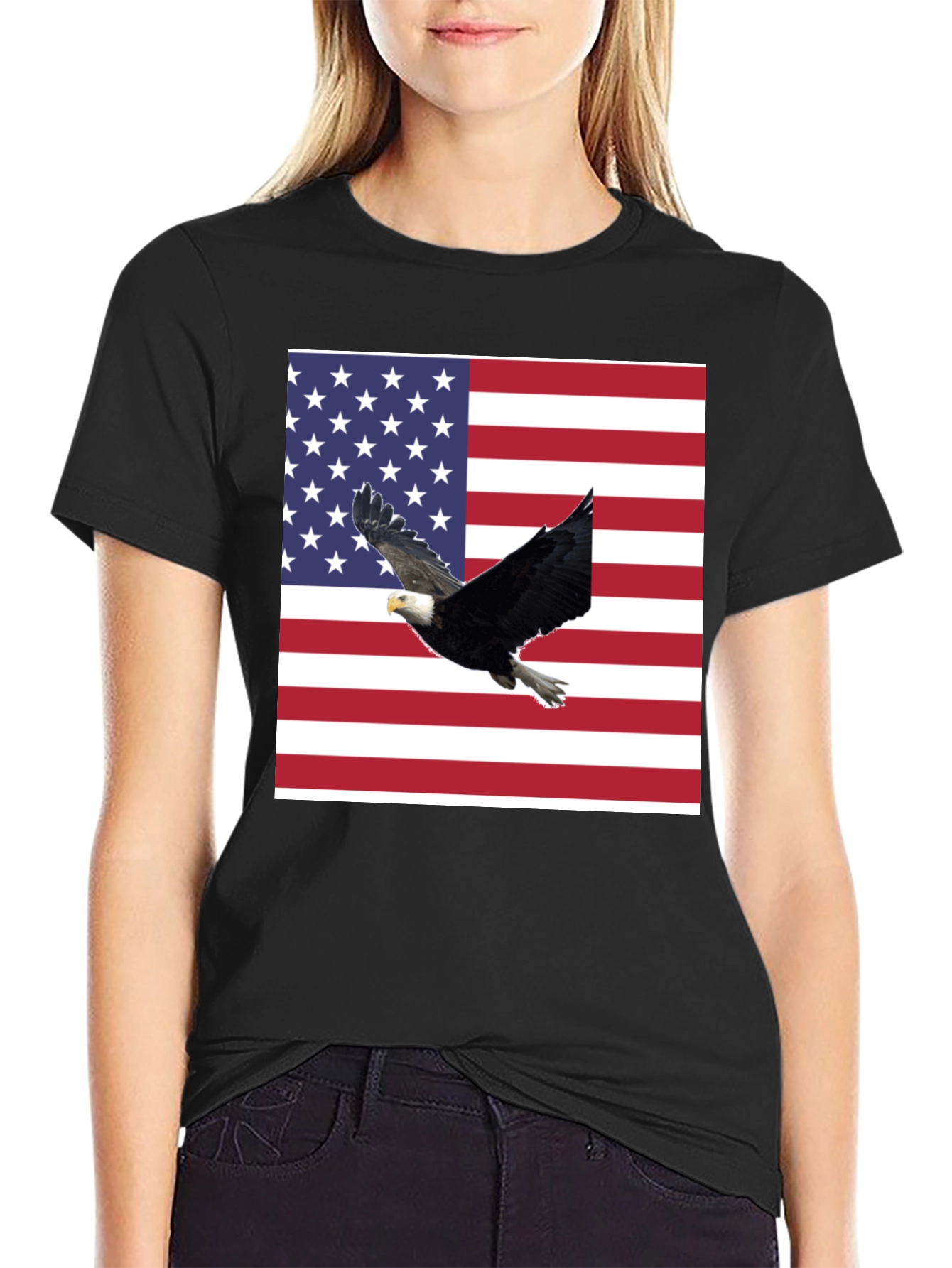 American Flag Eagle Graphic T-Shirt
