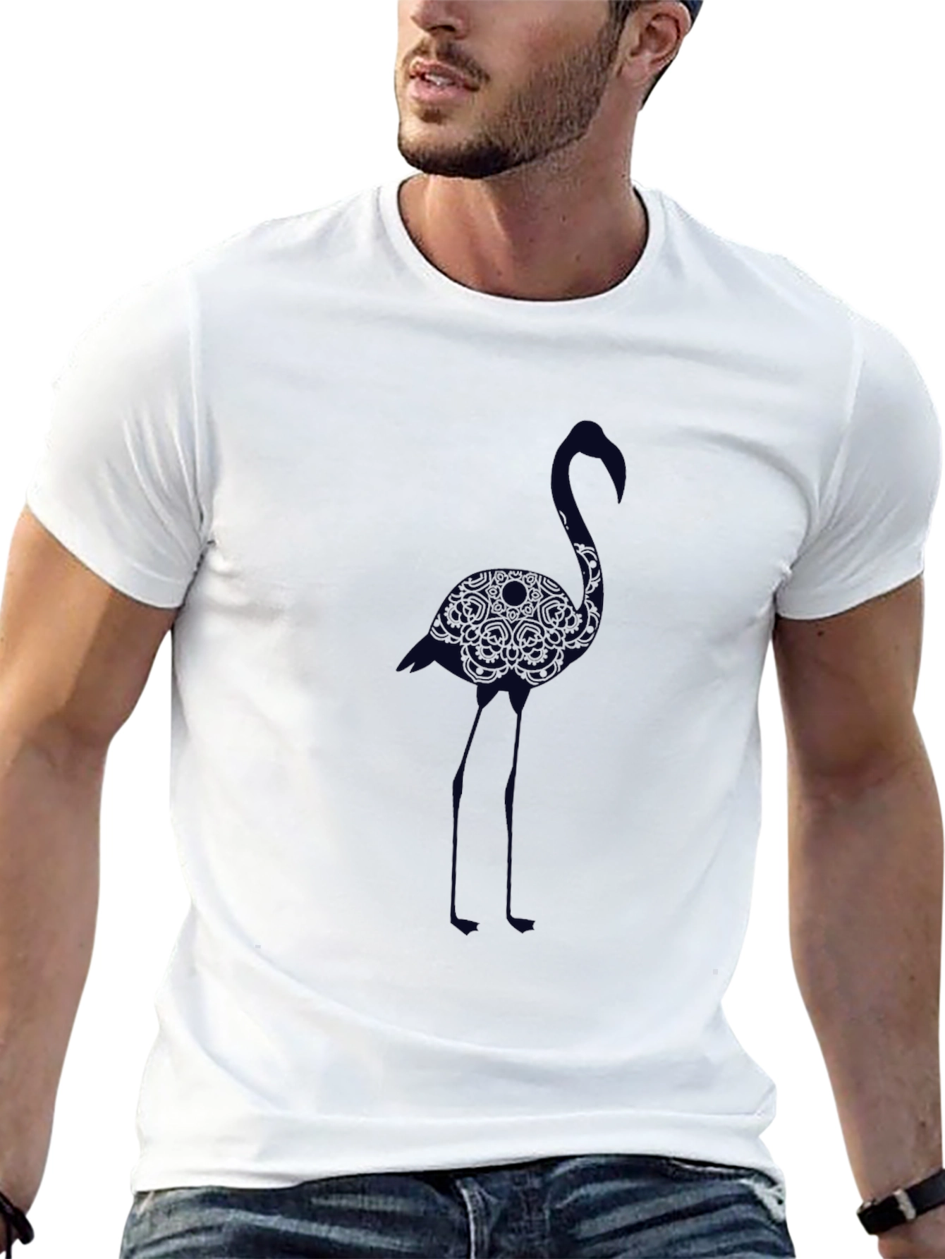 Mens Black Flamingo Graphic Tee