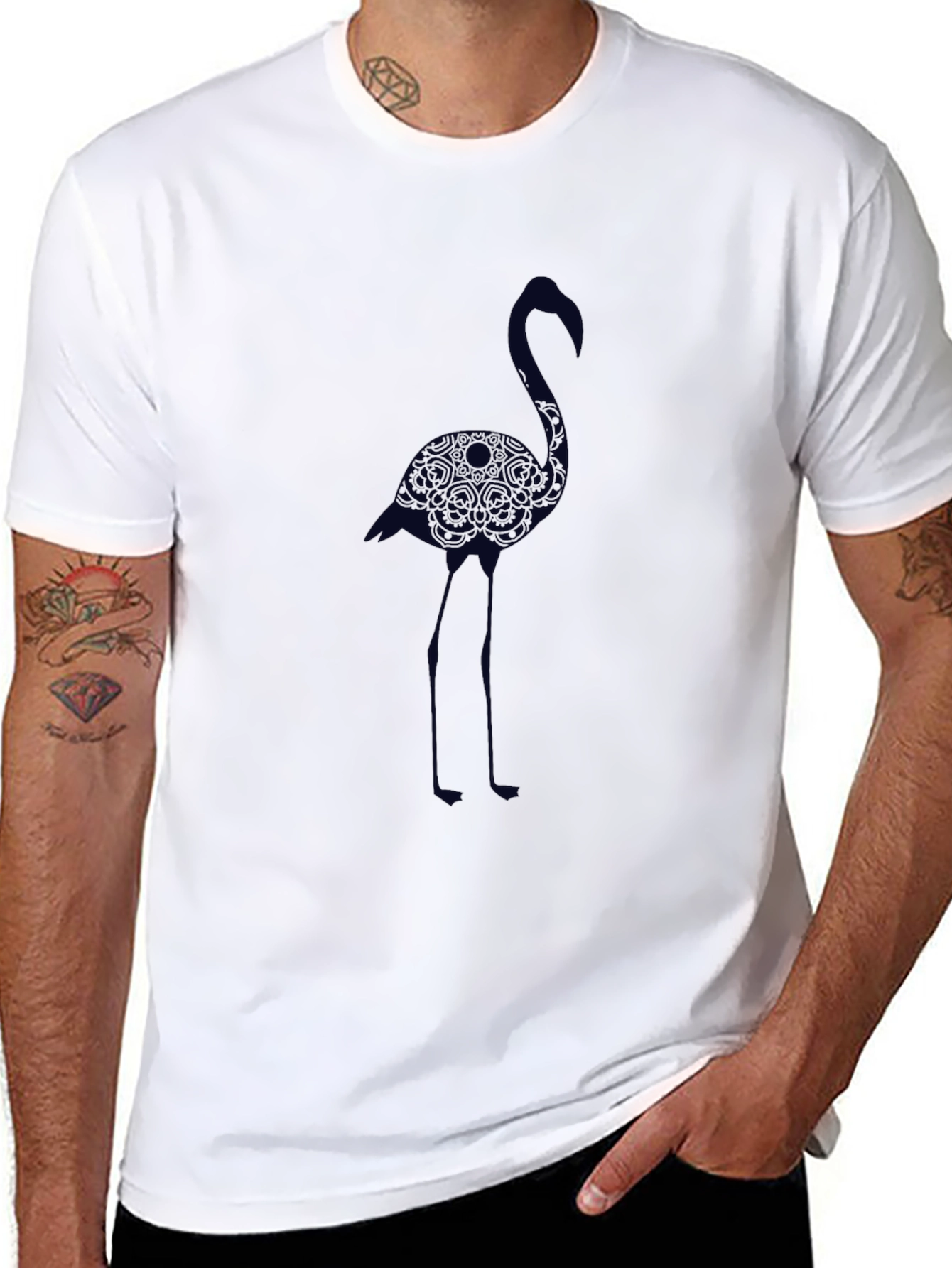 Mens Black Flamingo Graphic Tee
