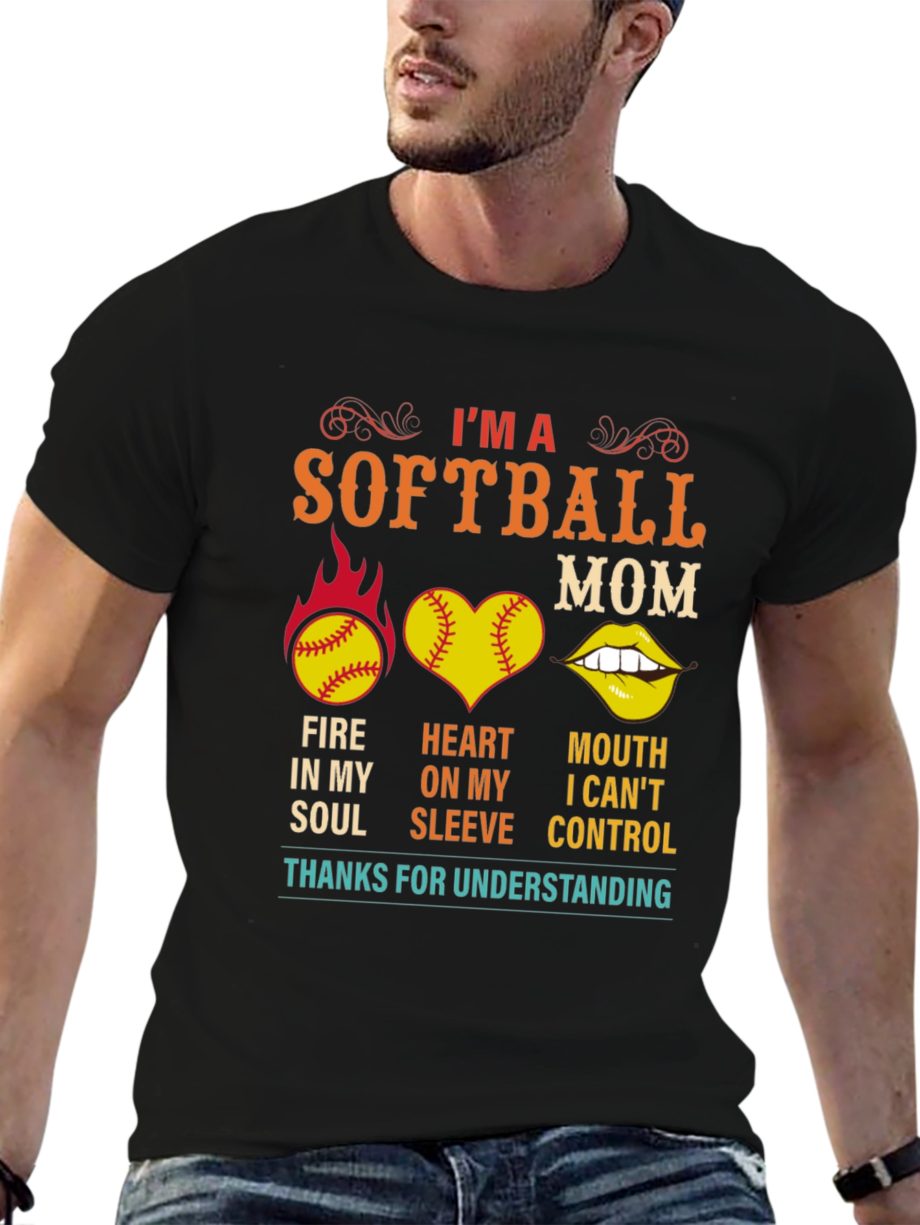 Im A Softball Mom T-Shirt Graphic Novelty