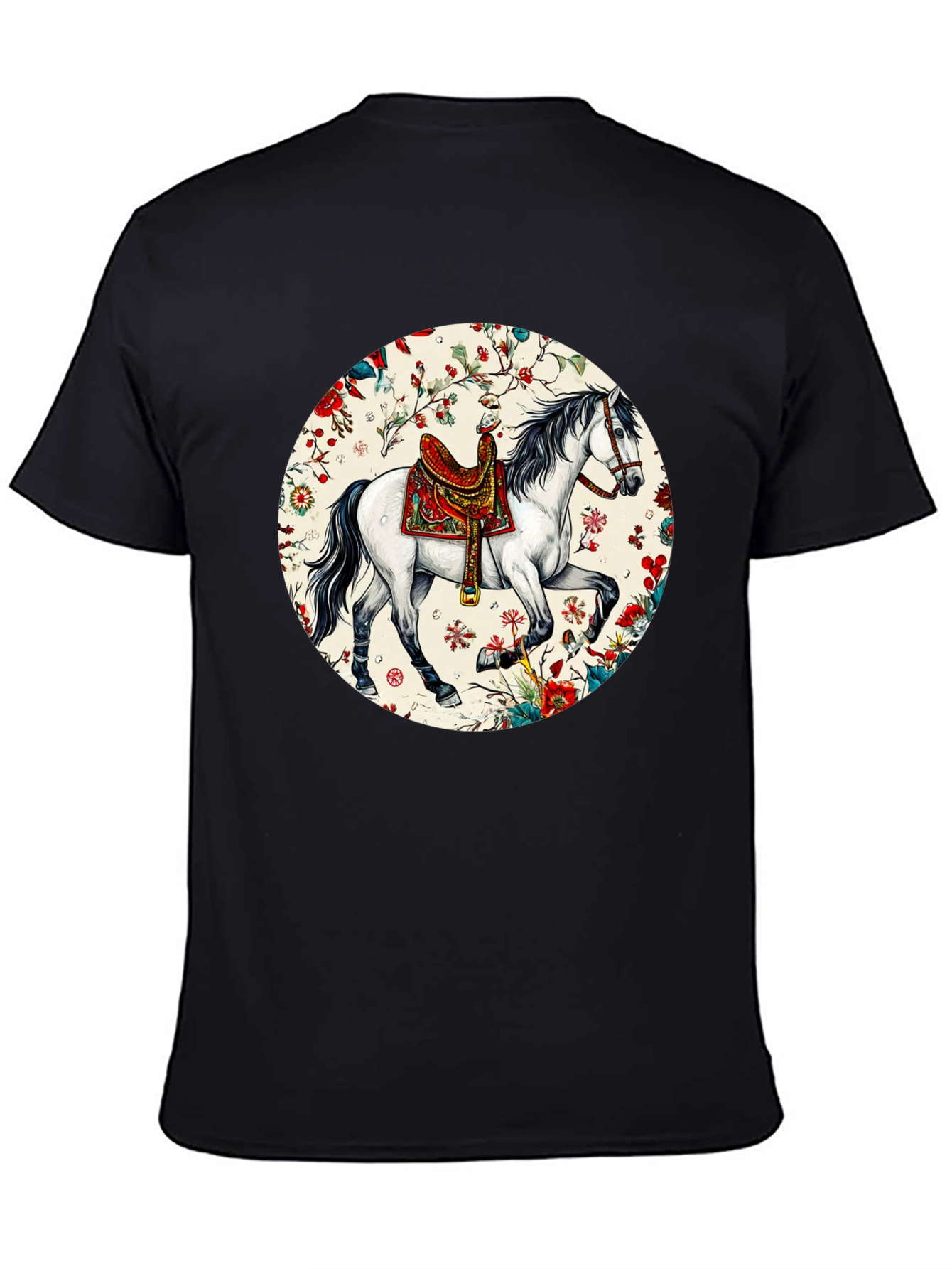 Horse Floral T-Shirt - Artistic Graphic Tee