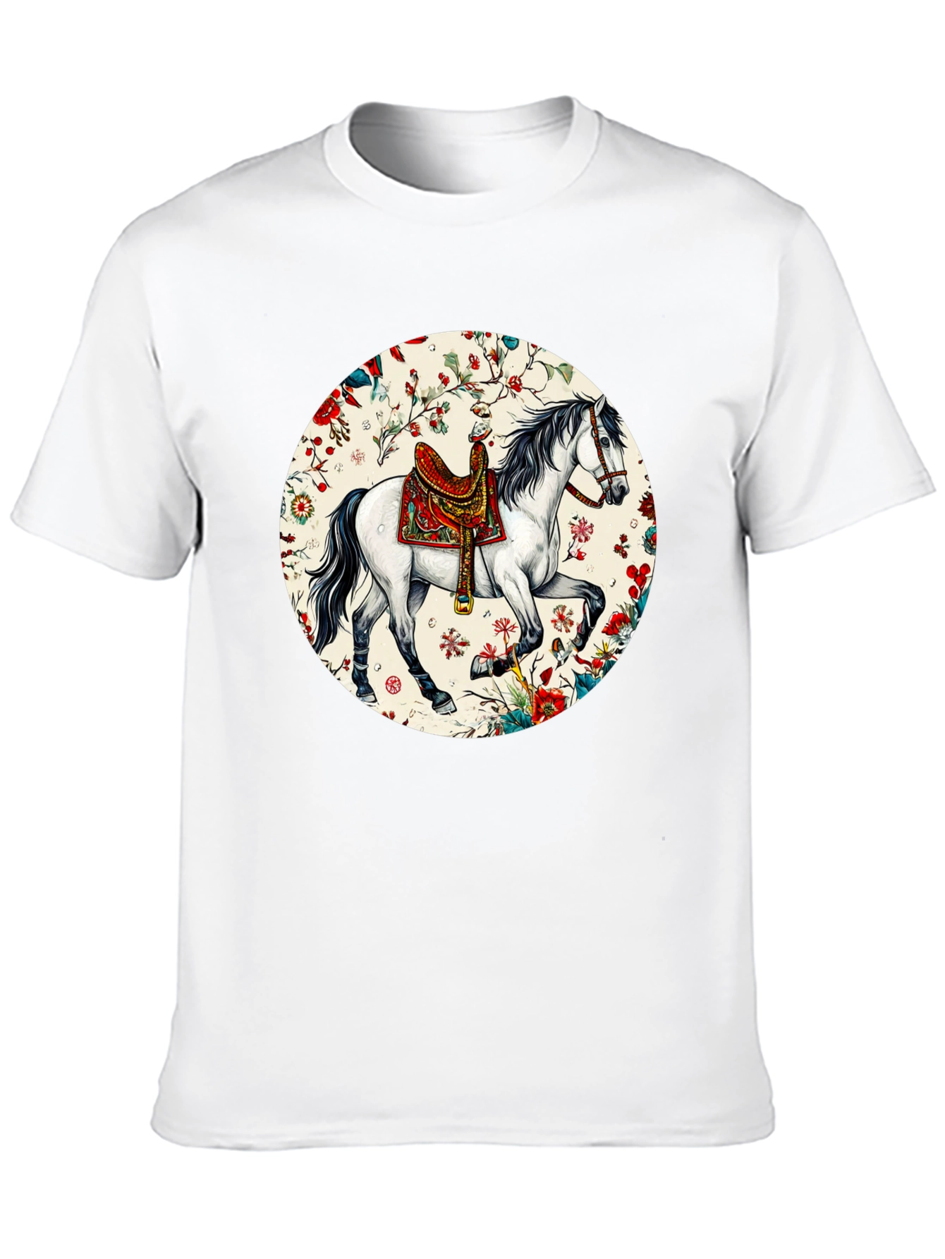 Horse Floral T-Shirt - Artistic Graphic Tee
