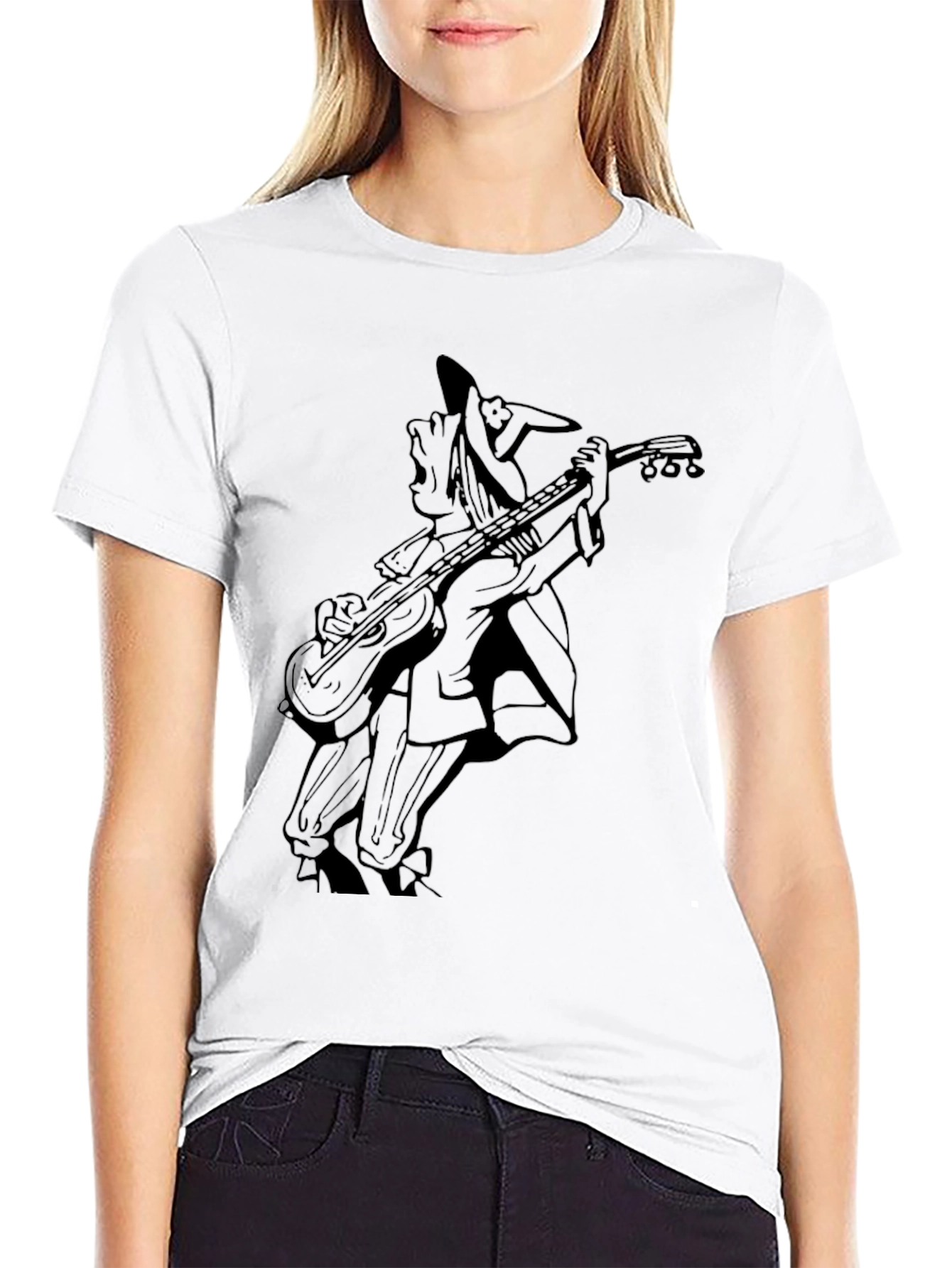Musician Cartoon Black T-Shirt