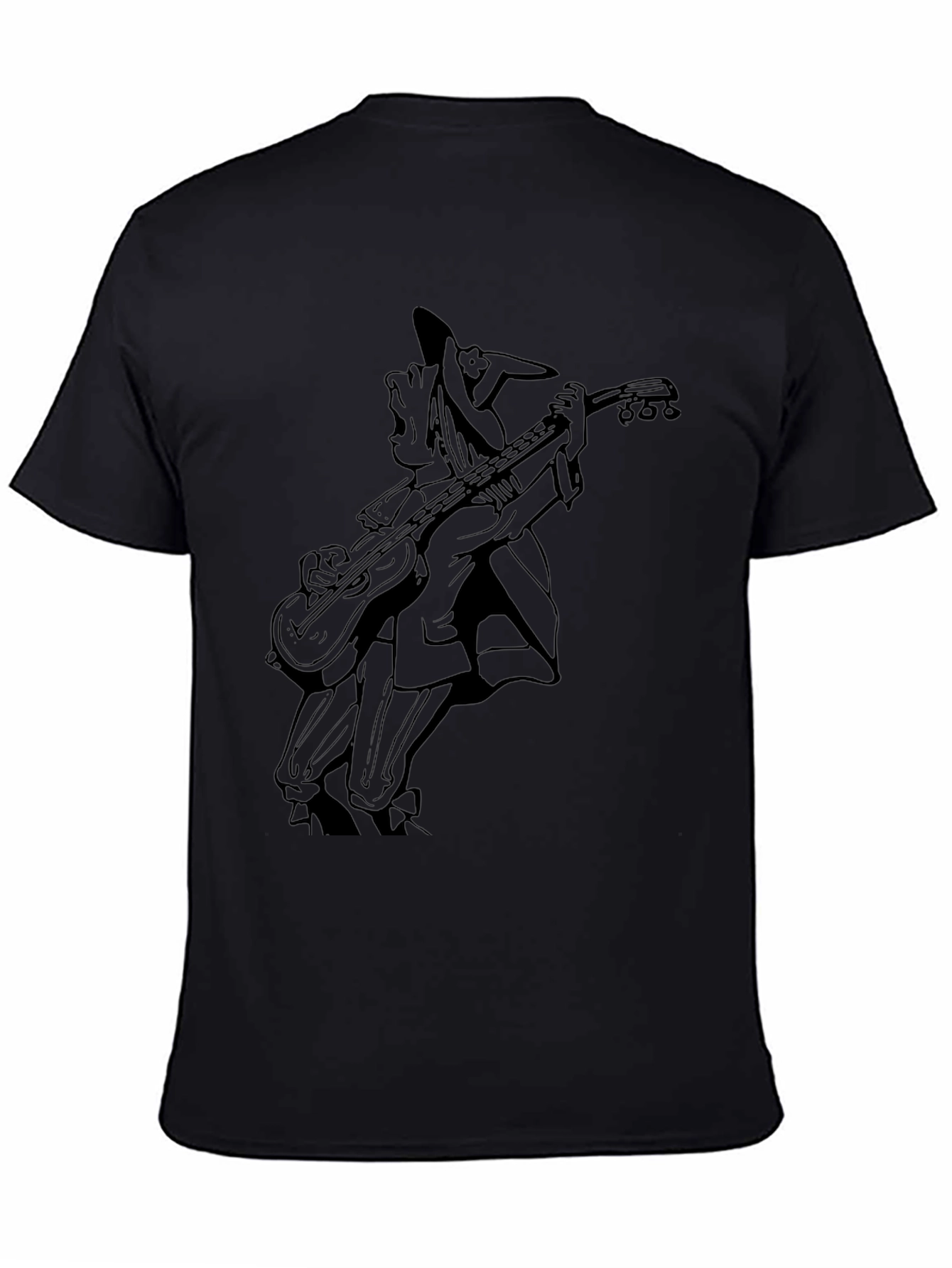 Musician Cartoon Black T-Shirt
