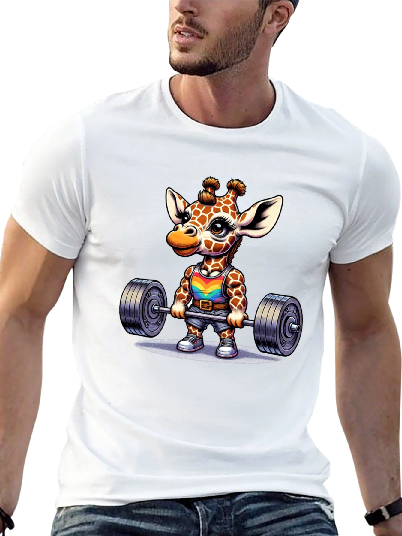 Giraffe Gym T-Shirt - Weightlifting Animal Tee