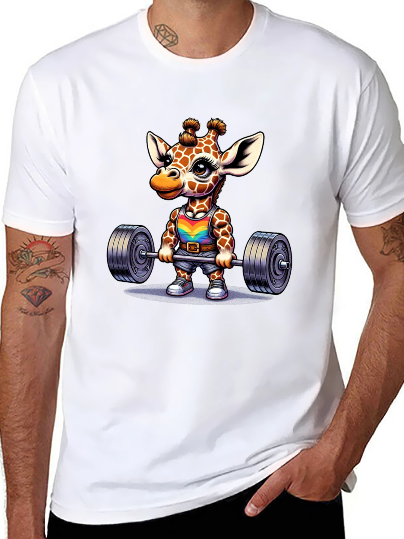 Giraffe Gym T-Shirt - Weightlifting Animal Tee