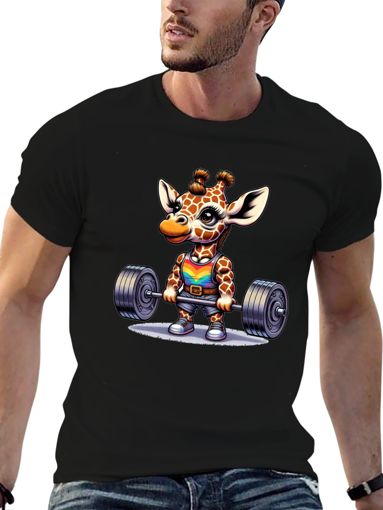 Giraffe Gym T-Shirt - Weightlifting Animal Tee