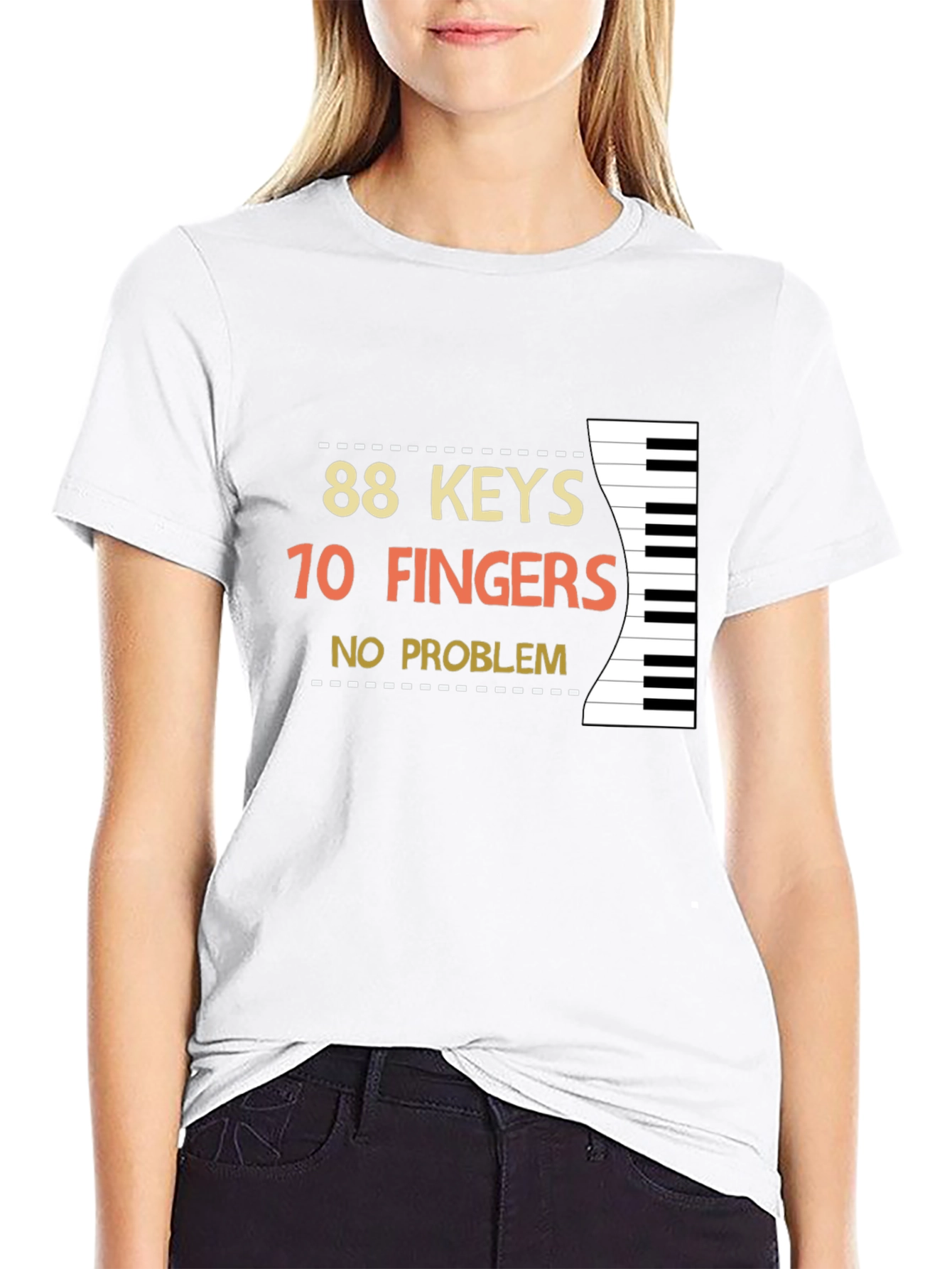 88 Keys 10 Fingers No Problem Black T-Shirt
