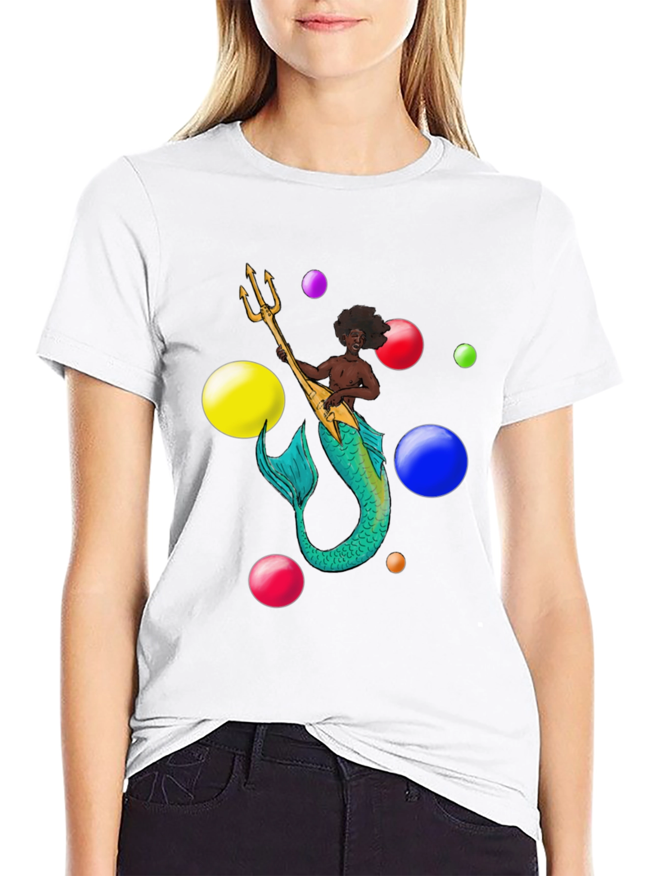Mermaid Musician Graphic T-Shirt