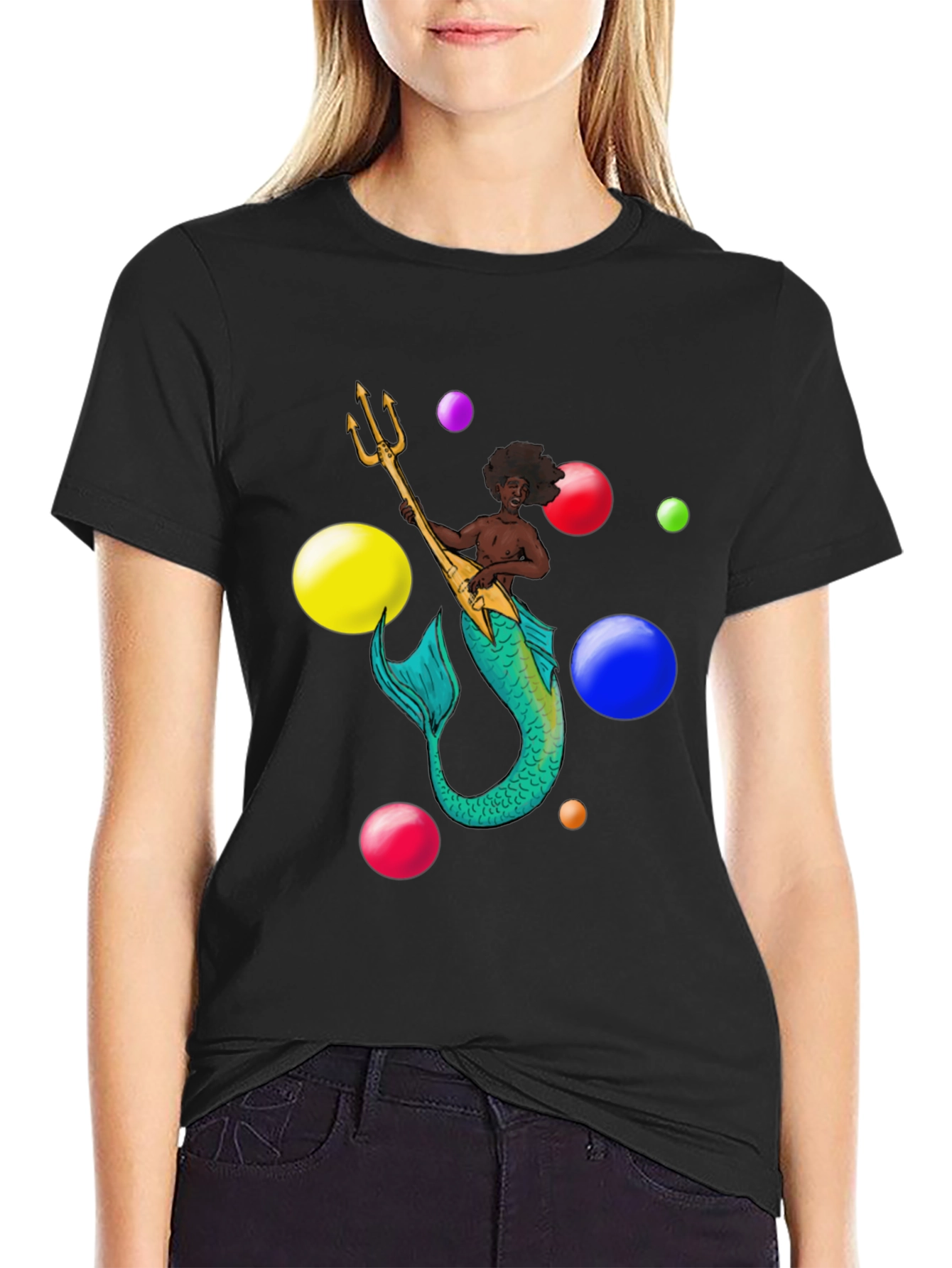 Mermaid Musician Graphic T-Shirt