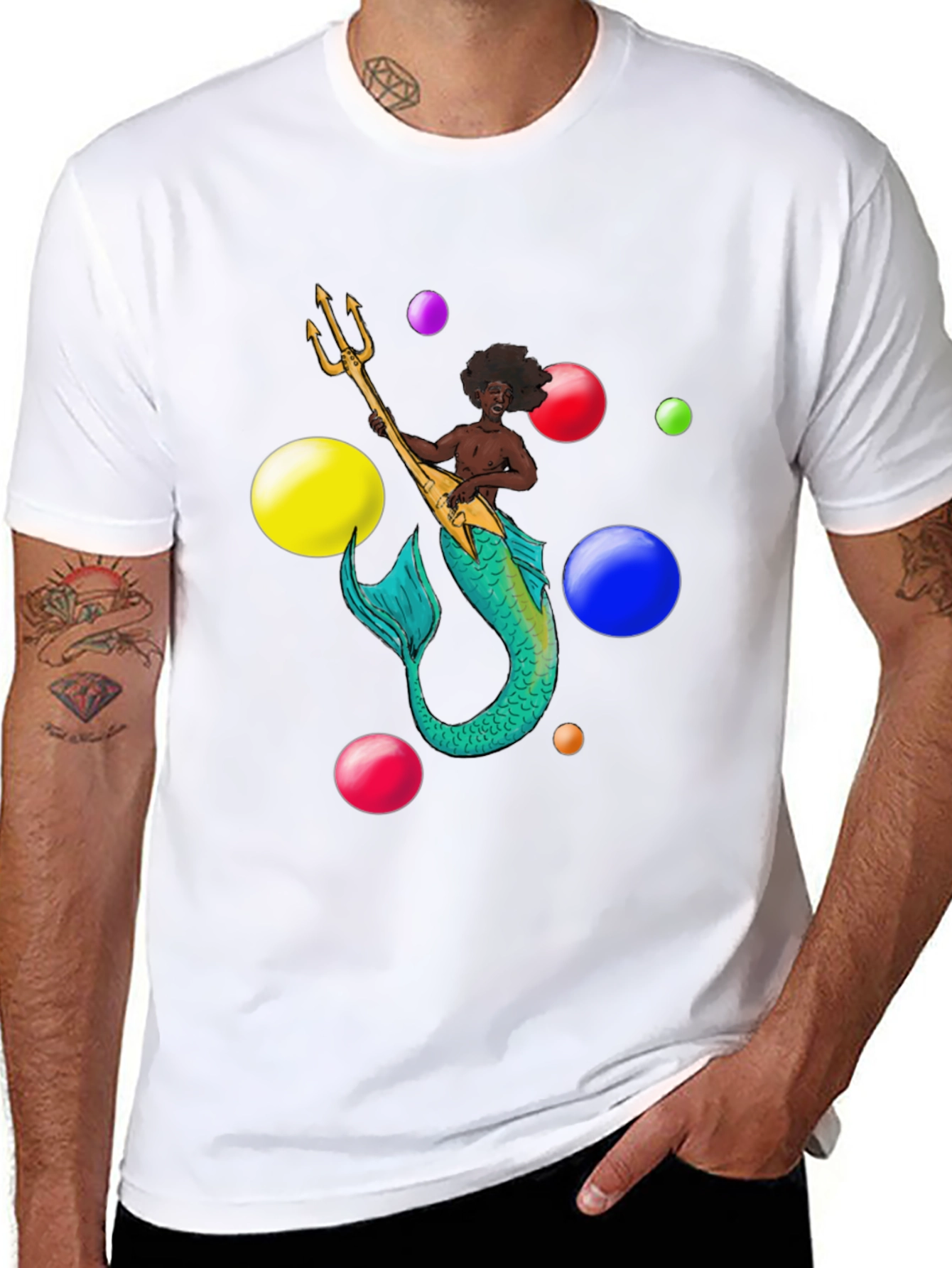Mermaid Musician Graphic T-Shirt