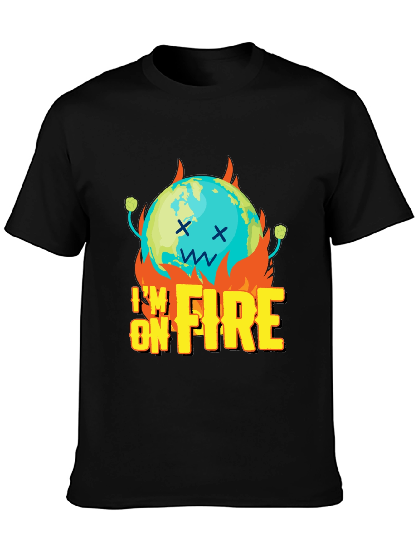 Im On Fire Graphic Print Black T-Shirt