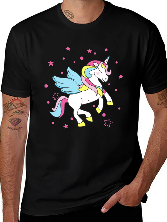Unicorn Graphic Print T-Shirt Mens Black Tee