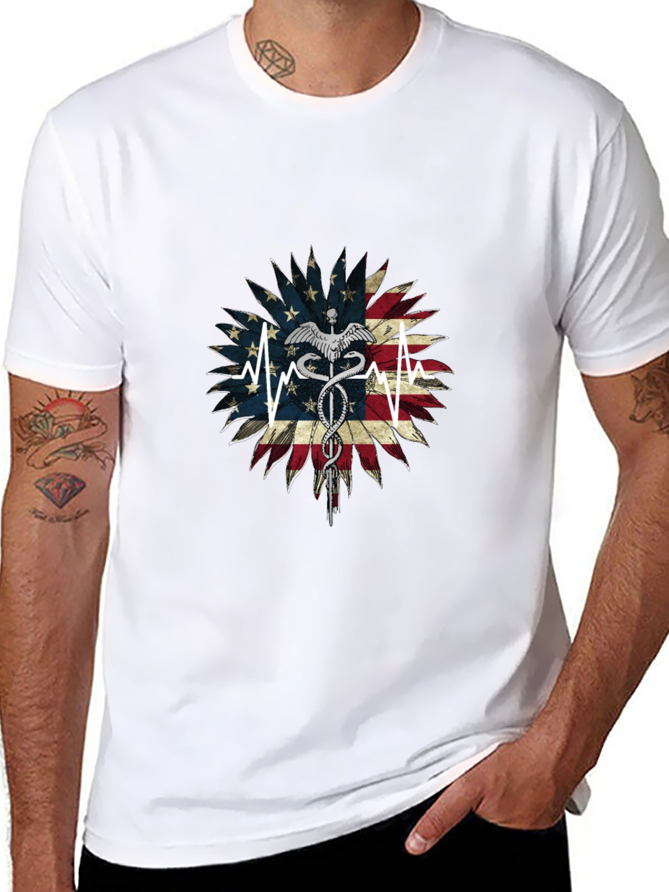 American Flag Caduceus Graphic Tee