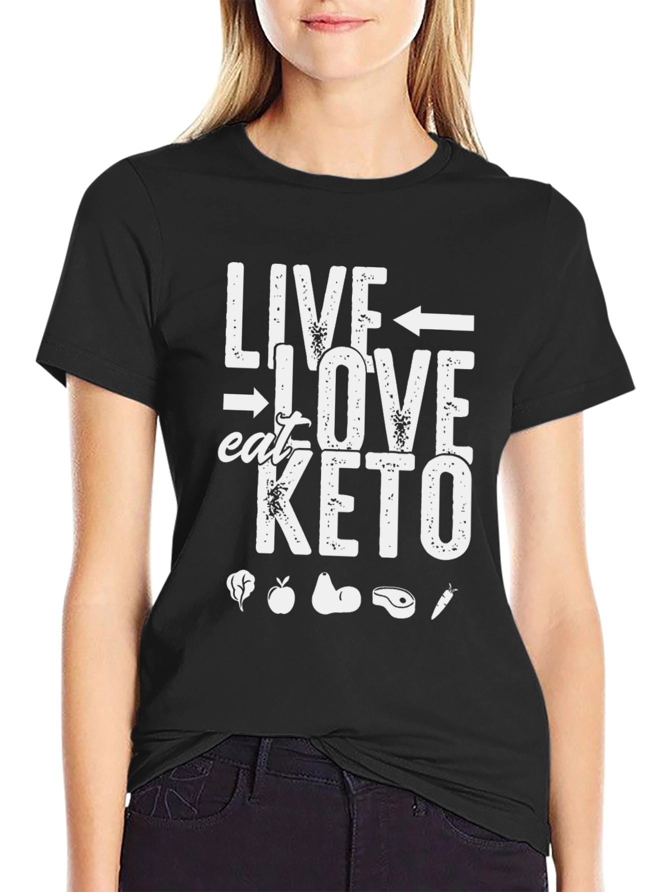 Live Love Eat Keto T-Shirt - Black Graphic Tee