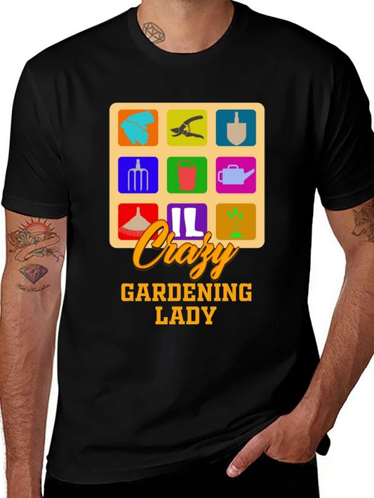 Crazy Gardening Lady T-Shirt - Black