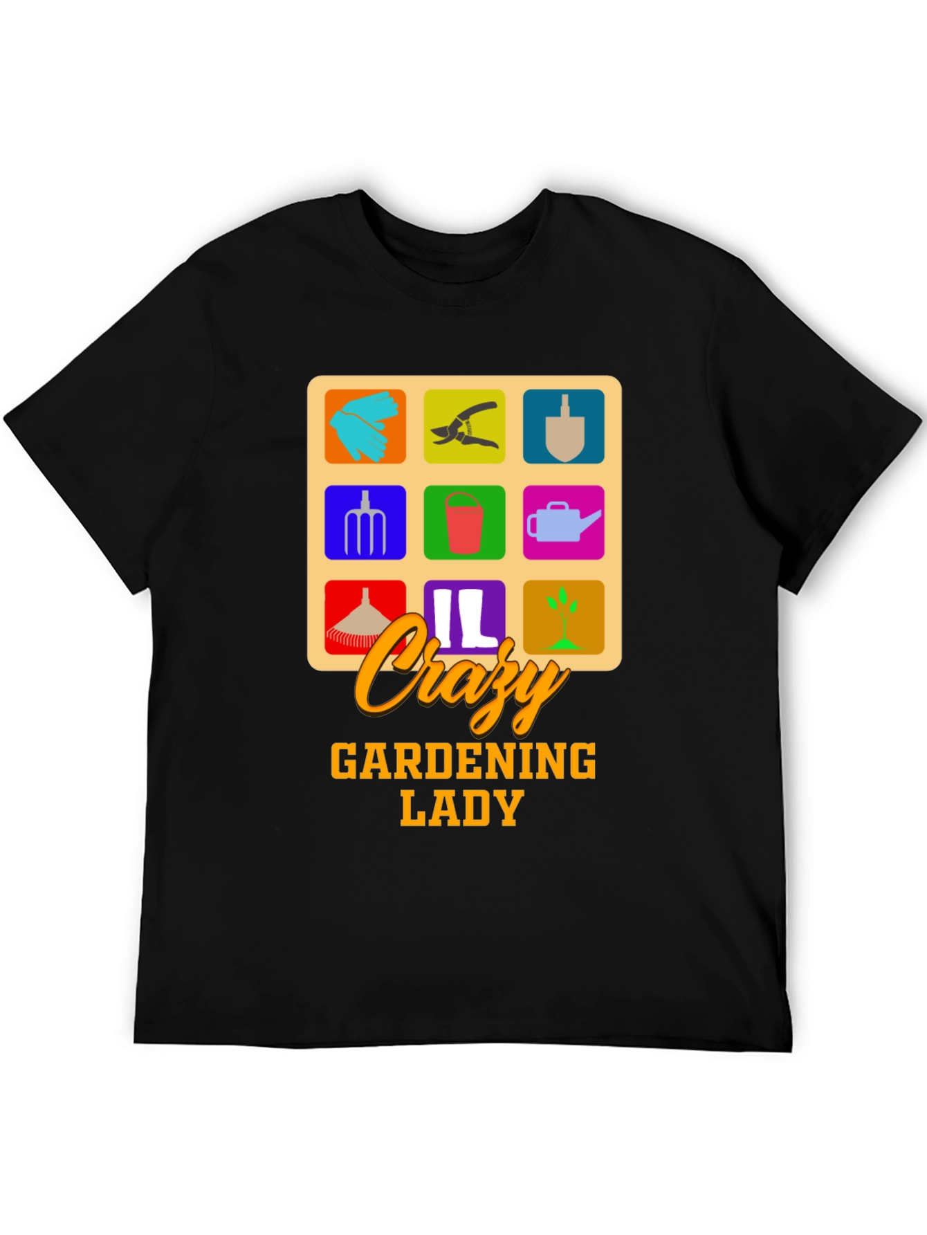 Crazy Gardening Lady T-Shirt - Black