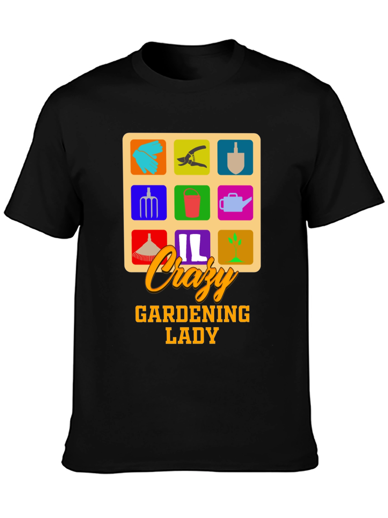 Crazy Gardening Lady T-Shirt - Black