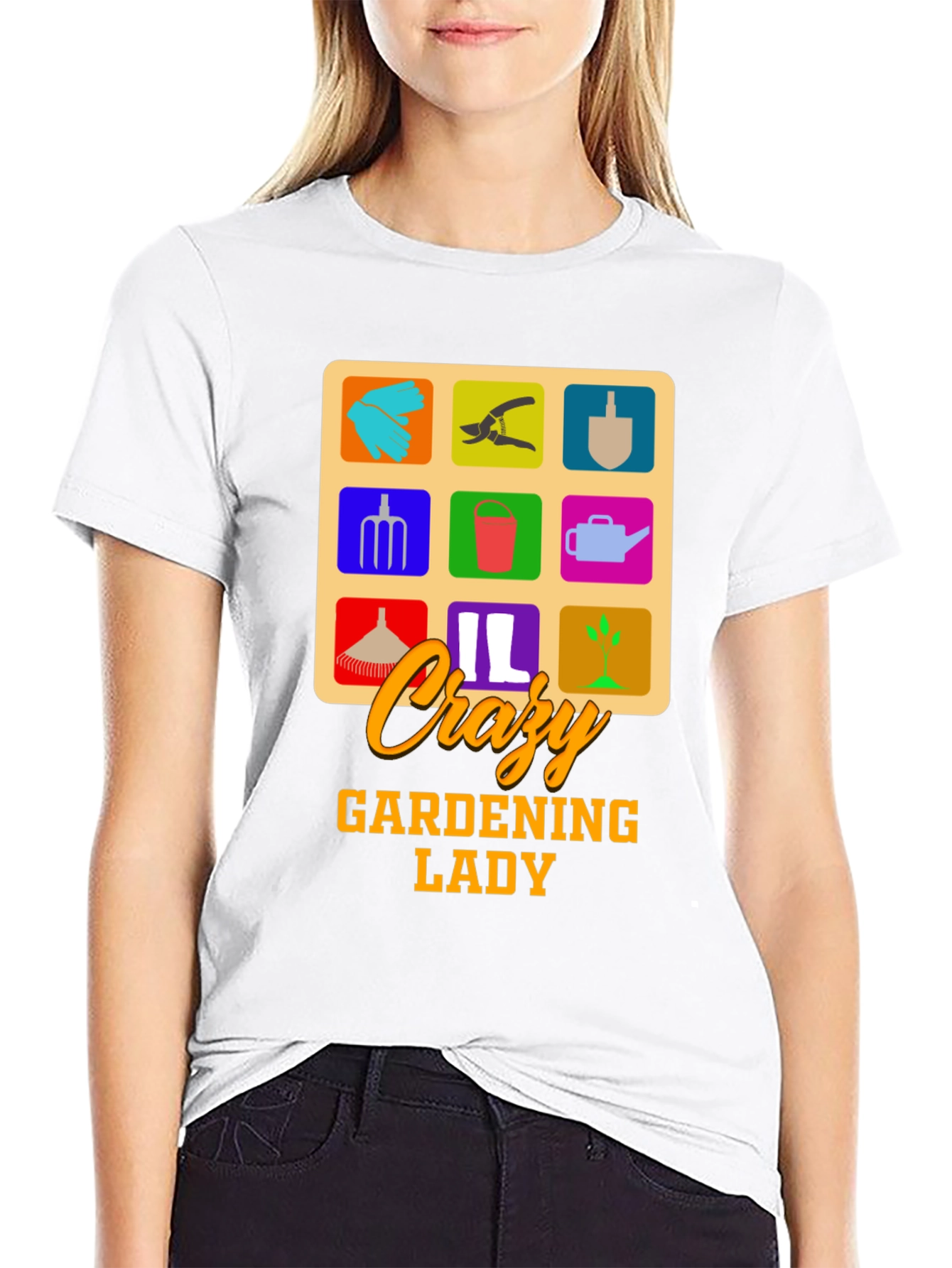 Crazy Gardening Lady T-Shirt - Black