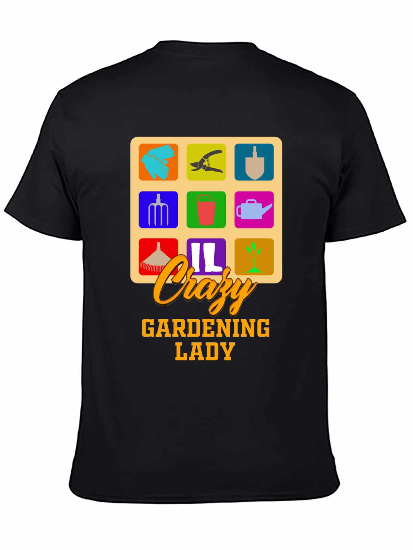 Crazy Gardening Lady T-Shirt - Black