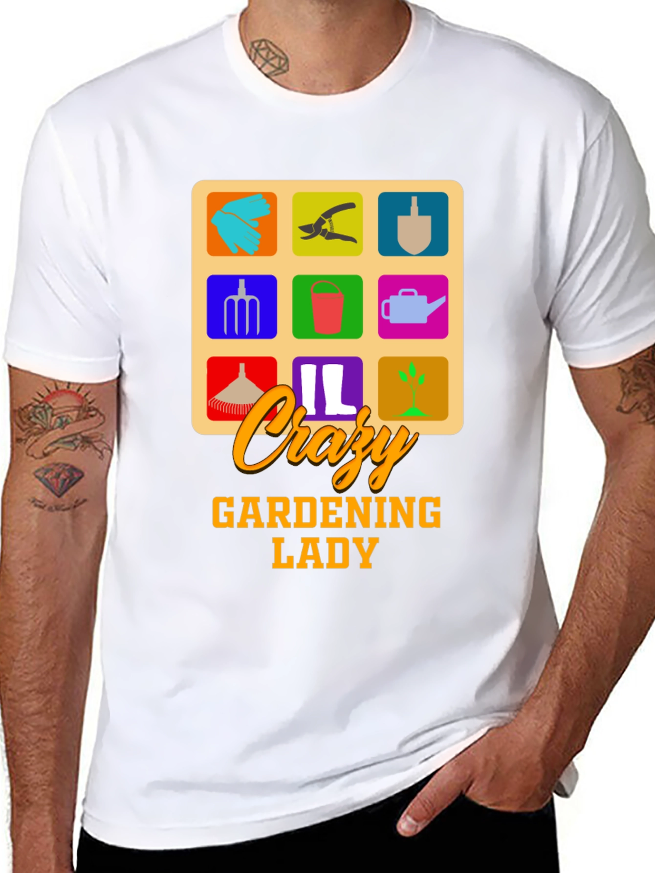 Crazy Gardening Lady T-Shirt - Black