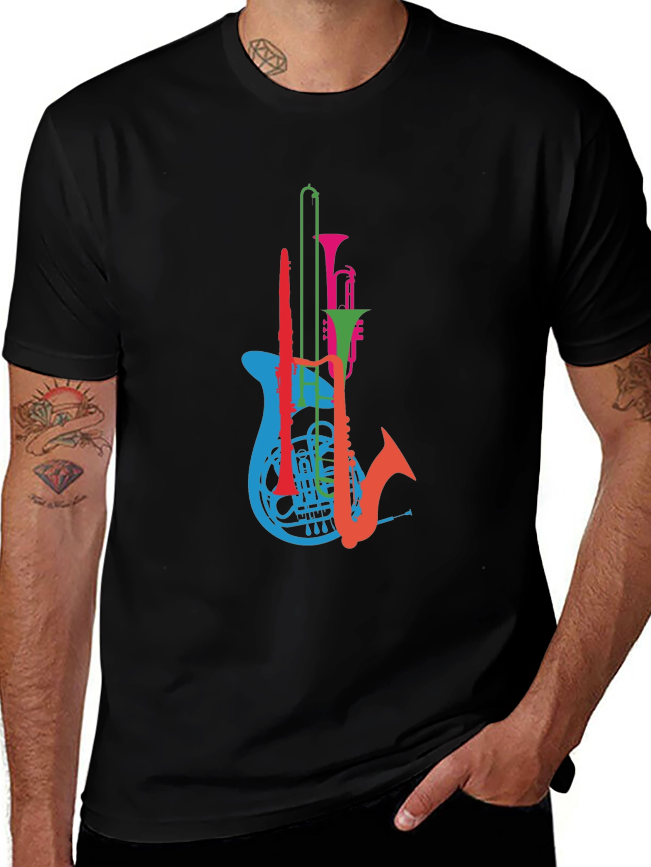 Musical Instrument T-Shirt - Mens Black Graphic Tee