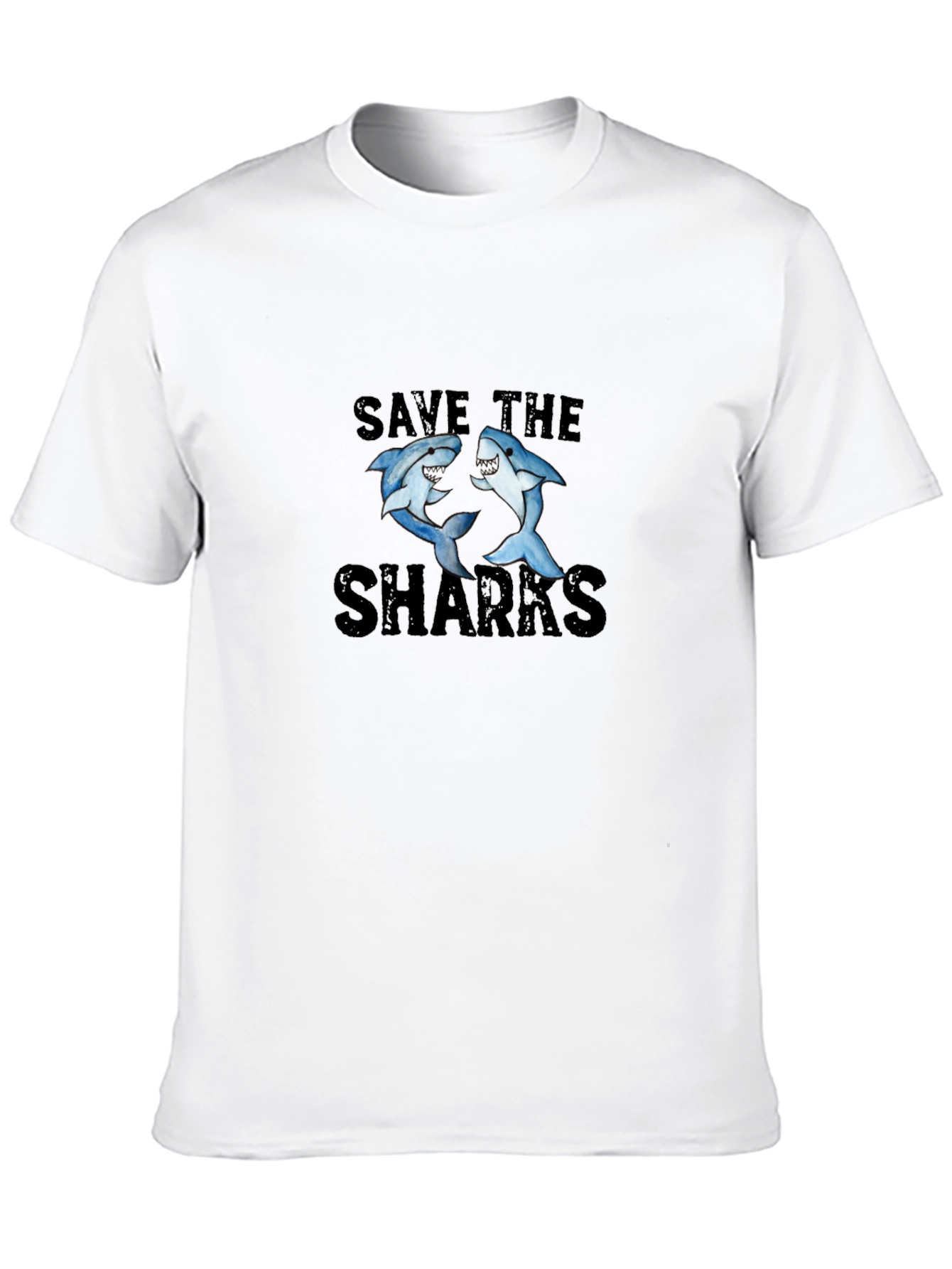 Save the Sharks Graphic Tee - Black Cotton T-Shirt