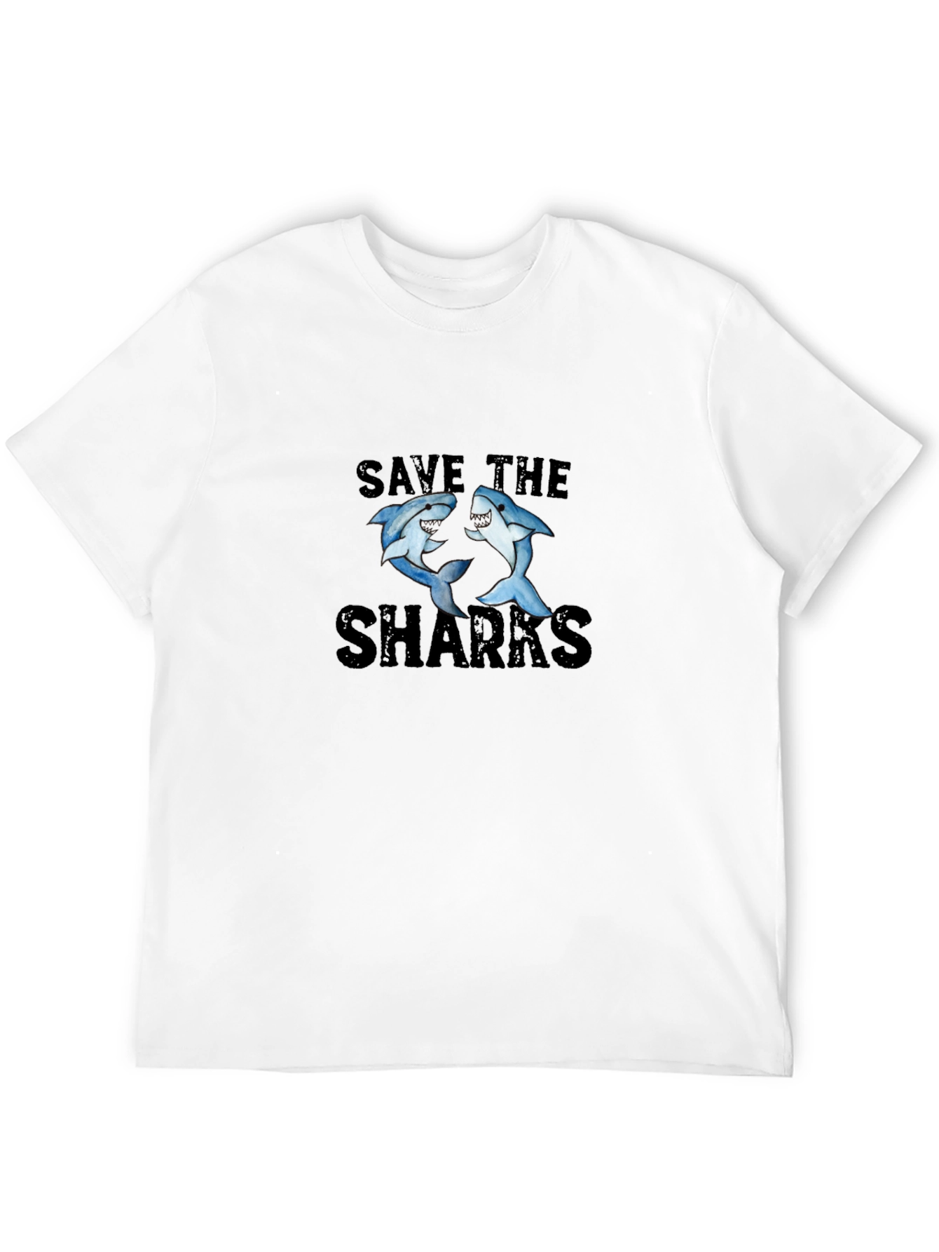 Save the Sharks Graphic Tee - Black Cotton T-Shirt