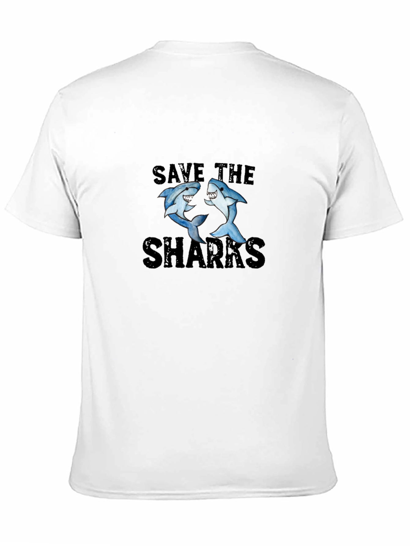 Save the Sharks Graphic Tee - Black Cotton T-Shirt