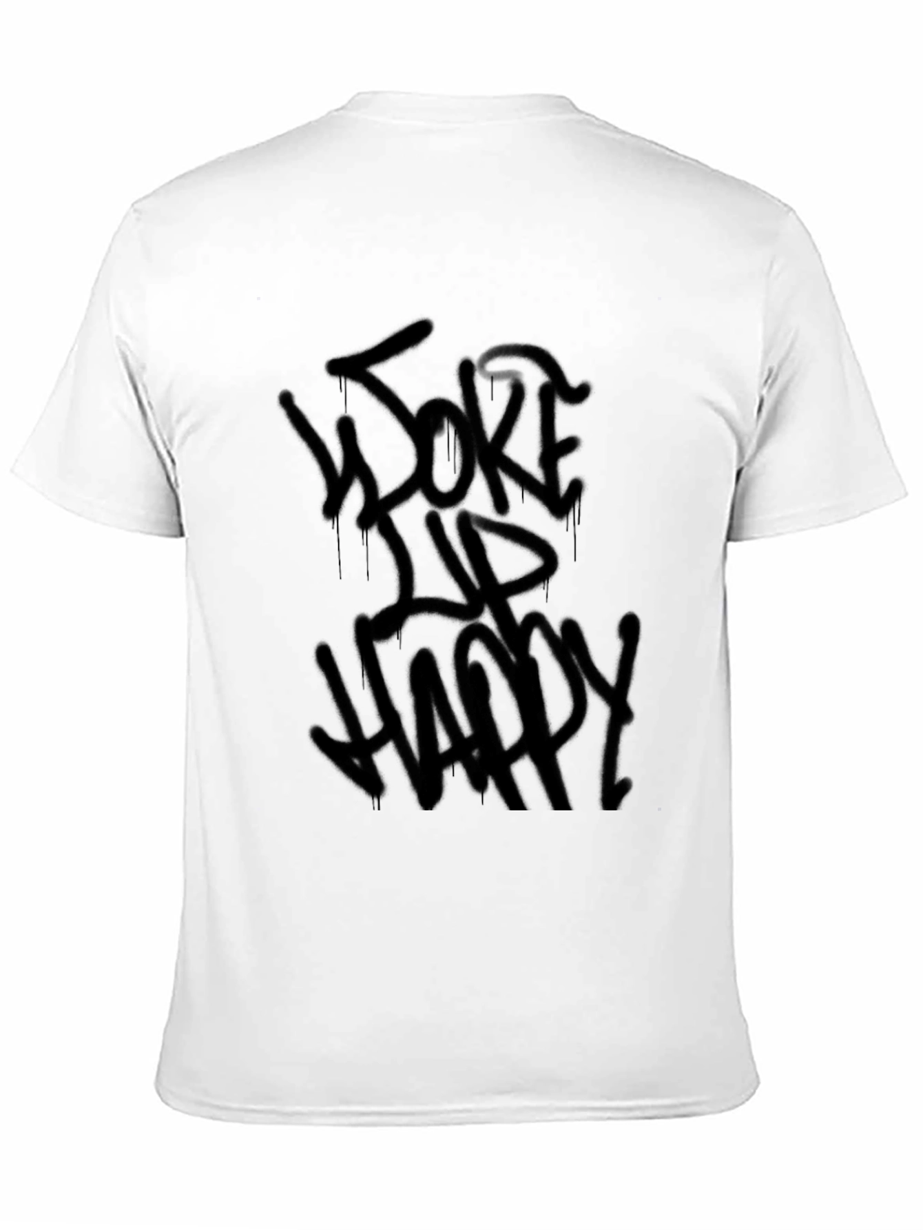 Woke Up Happy Graphic Tee - Black Cotton T-Shirt