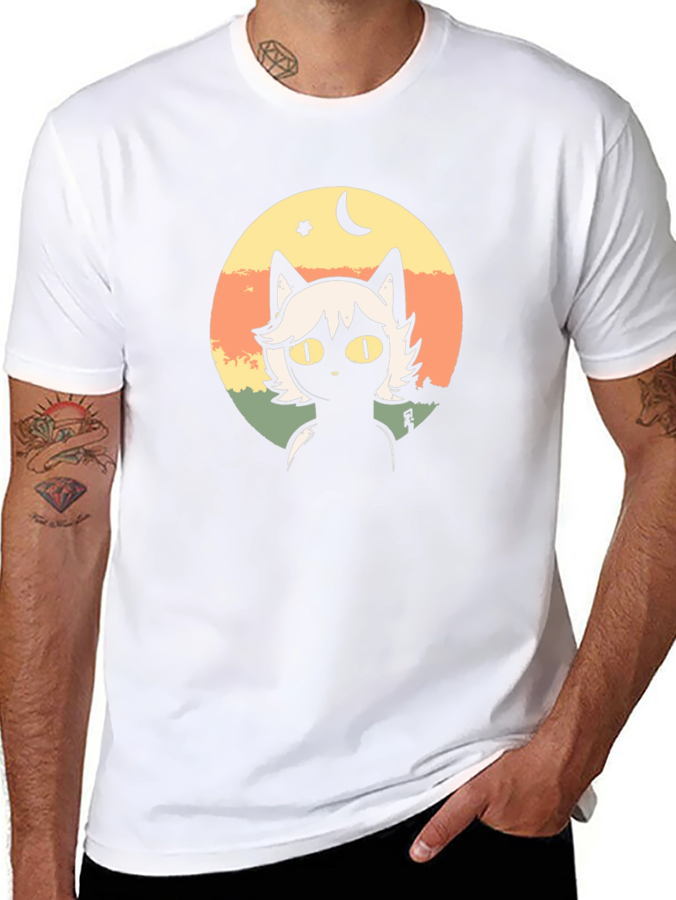 Cat Moon Star Graphic T-Shirt